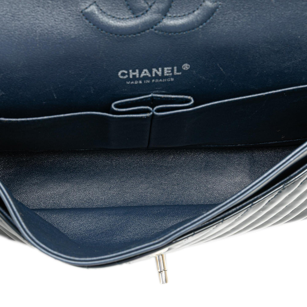 Chanel Medium Classic Chevron Patent Double Flap
