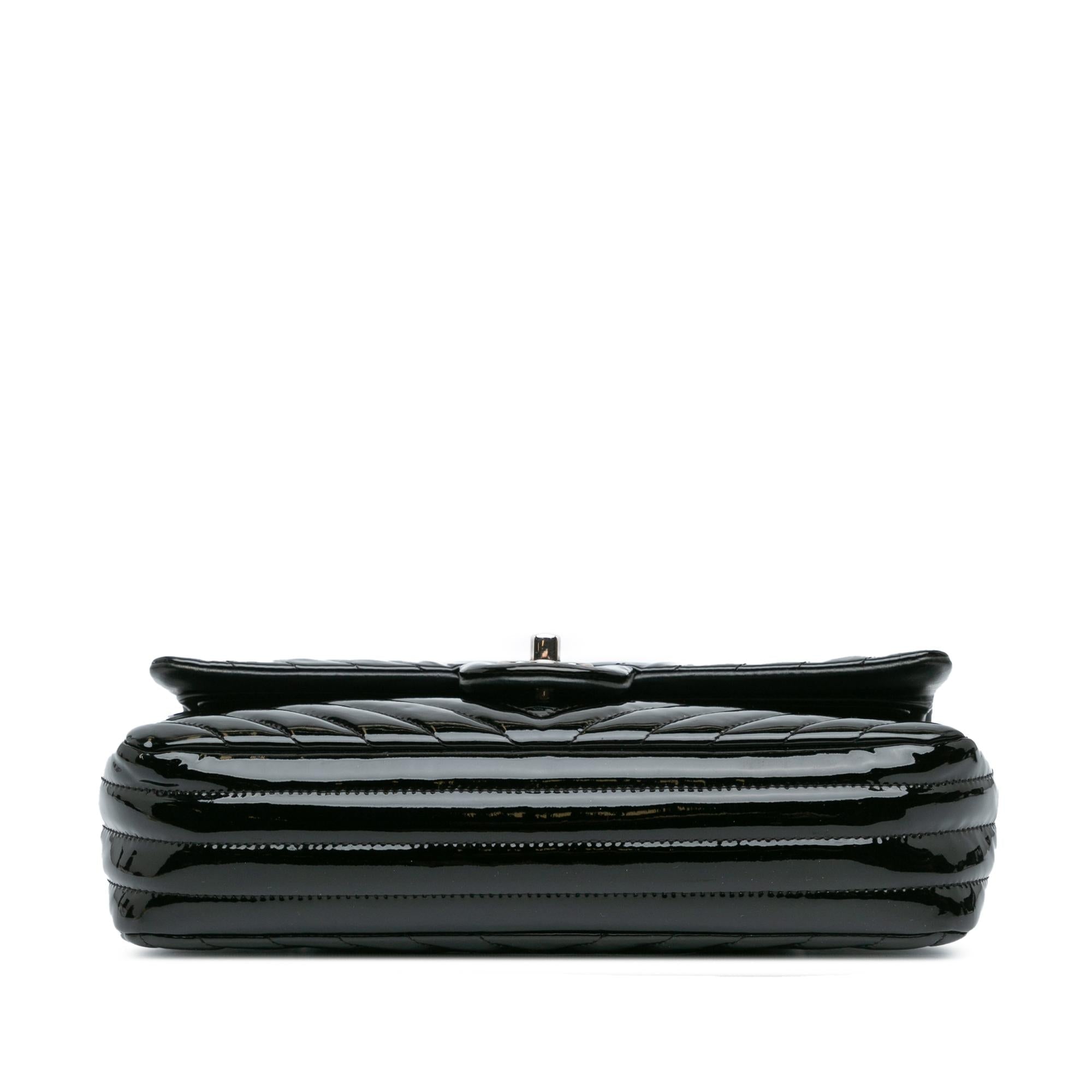 Chanel Medium Classic Chevron Patent Double Flap