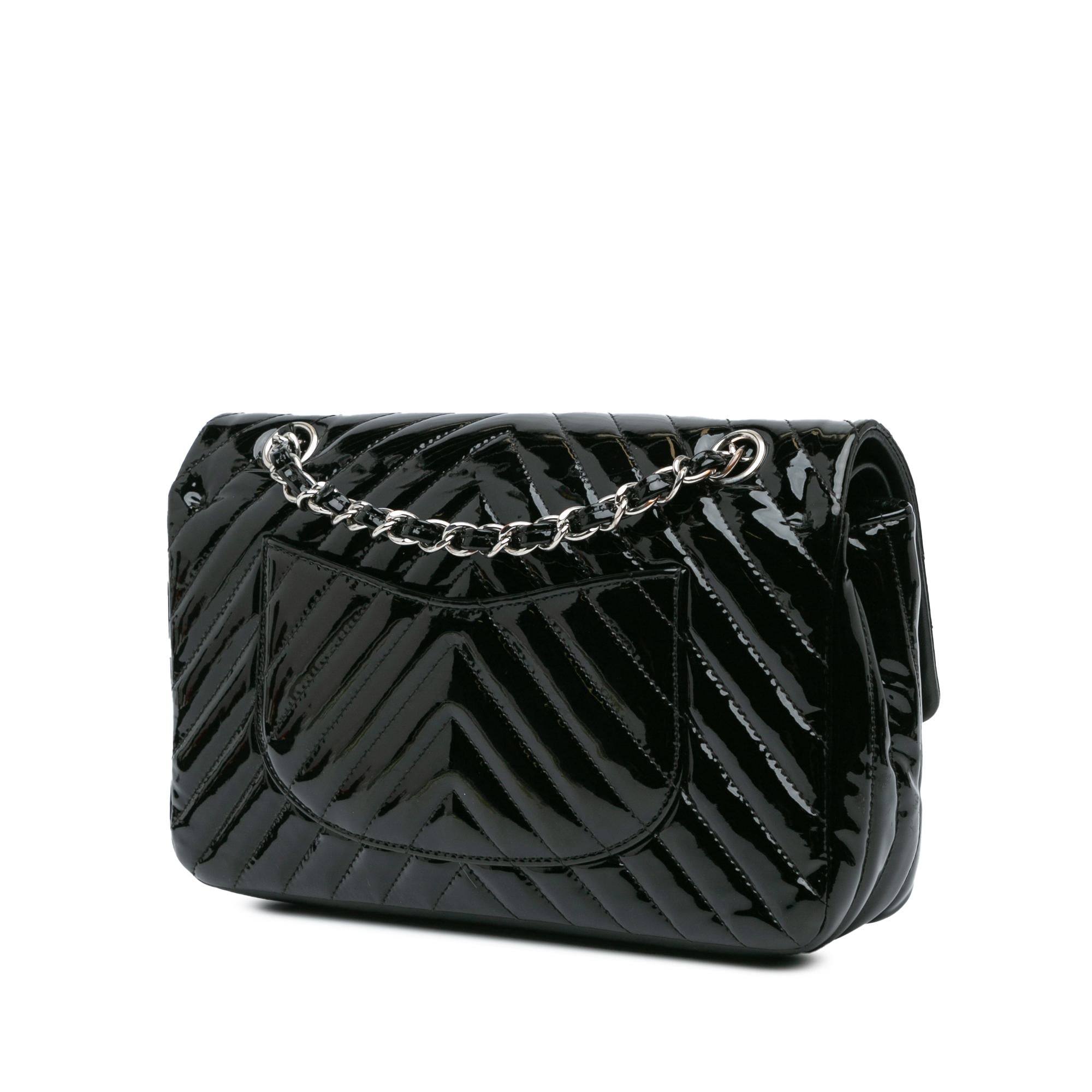 Chanel Medium Classic Chevron Patent Double Flap