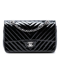 Chanel Medium Classic Chevron Patent Double Flap