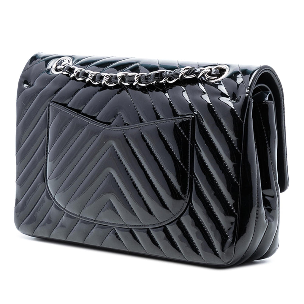 Chanel Medium Classic Chevron Patent Double Flap