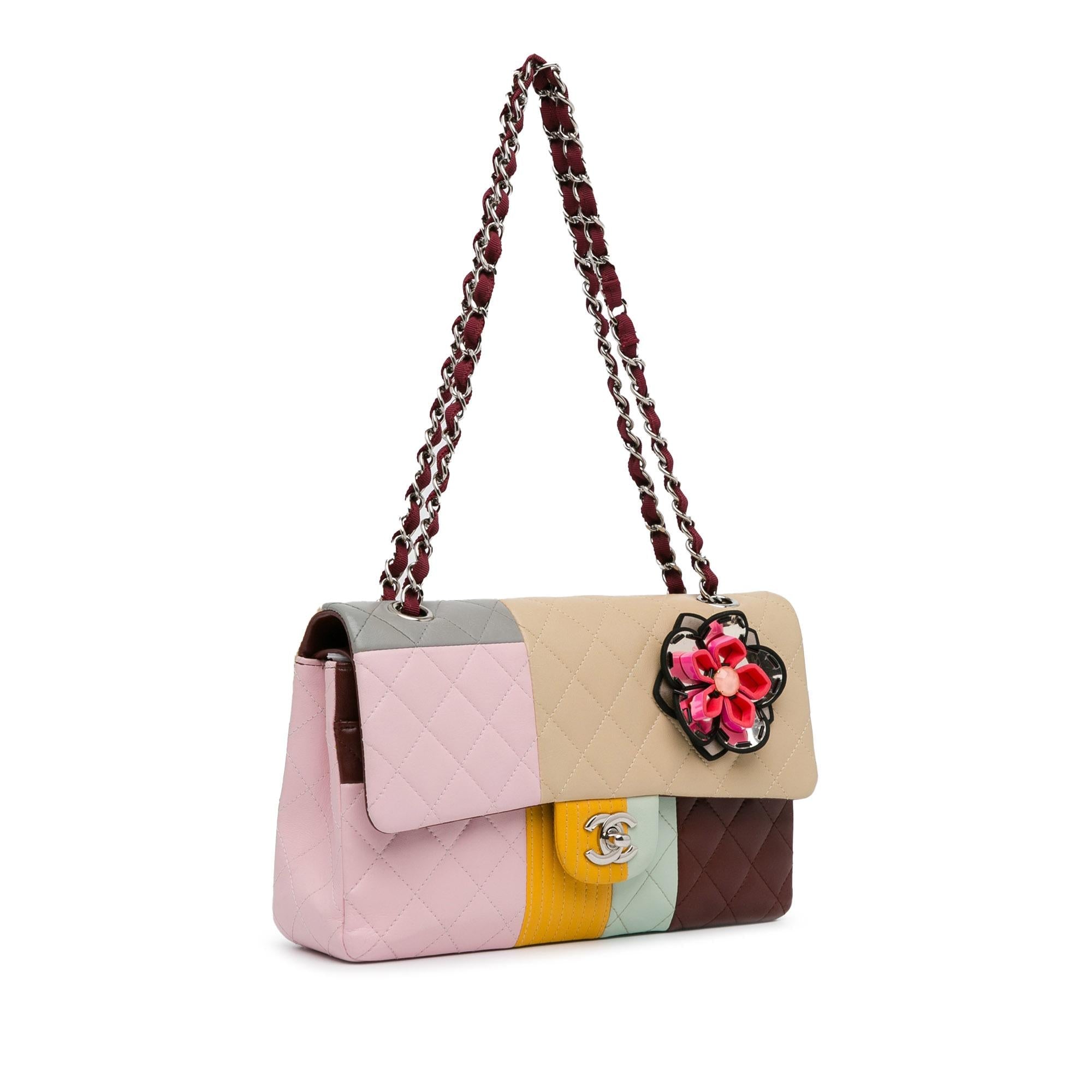 Chanel Medium Classic Color Block Lambskin Flower Double Flap (SHG-4vq8ym)