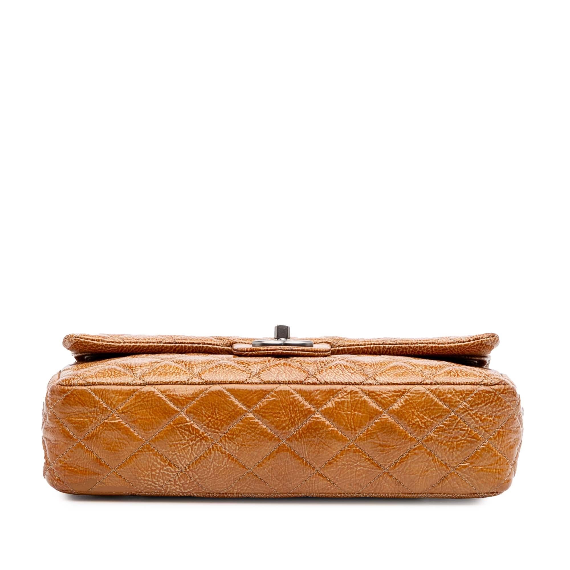 Chanel Medium Classic Crinkled Patent Double Flap