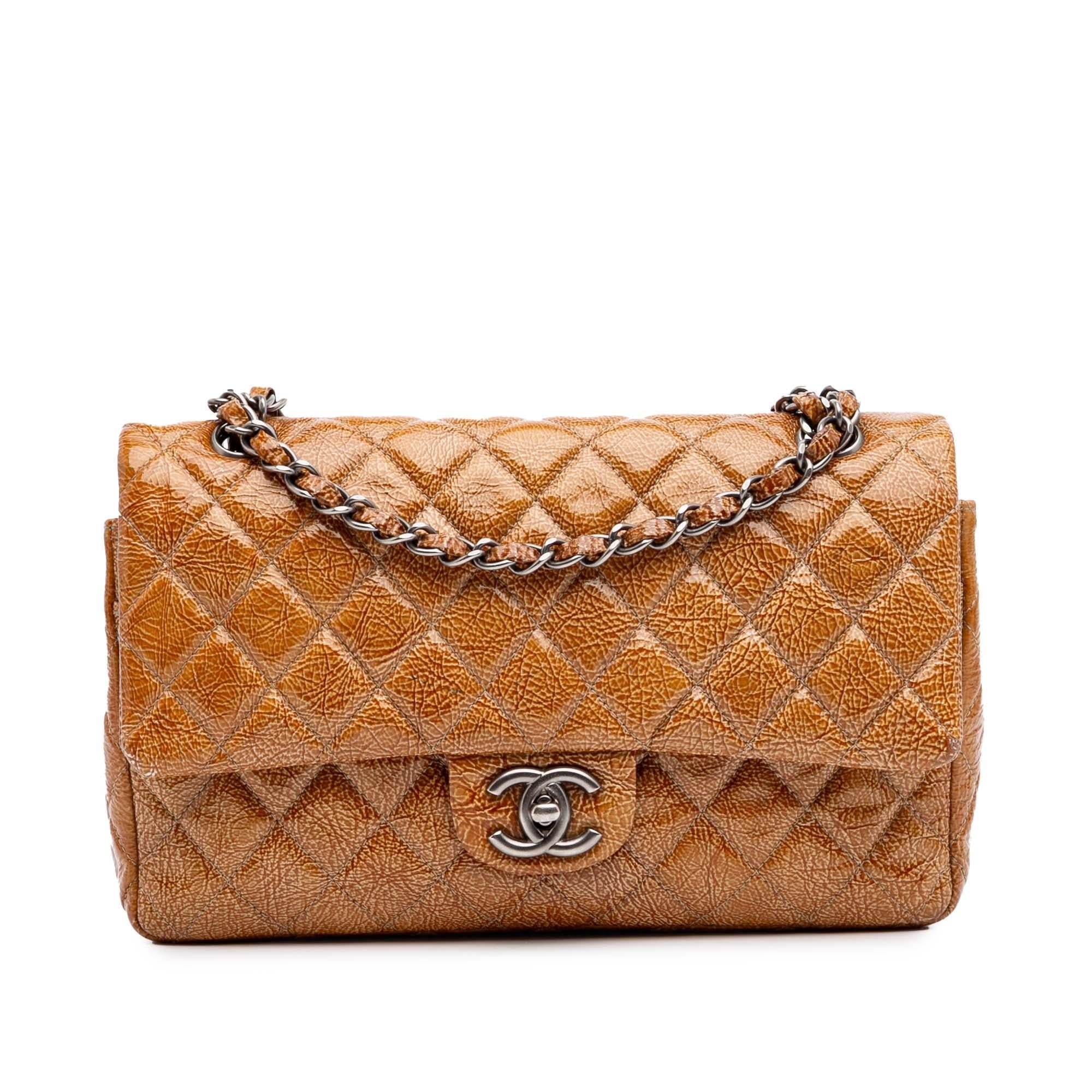 Chanel Medium Classic Crinkled Patent Double Flap