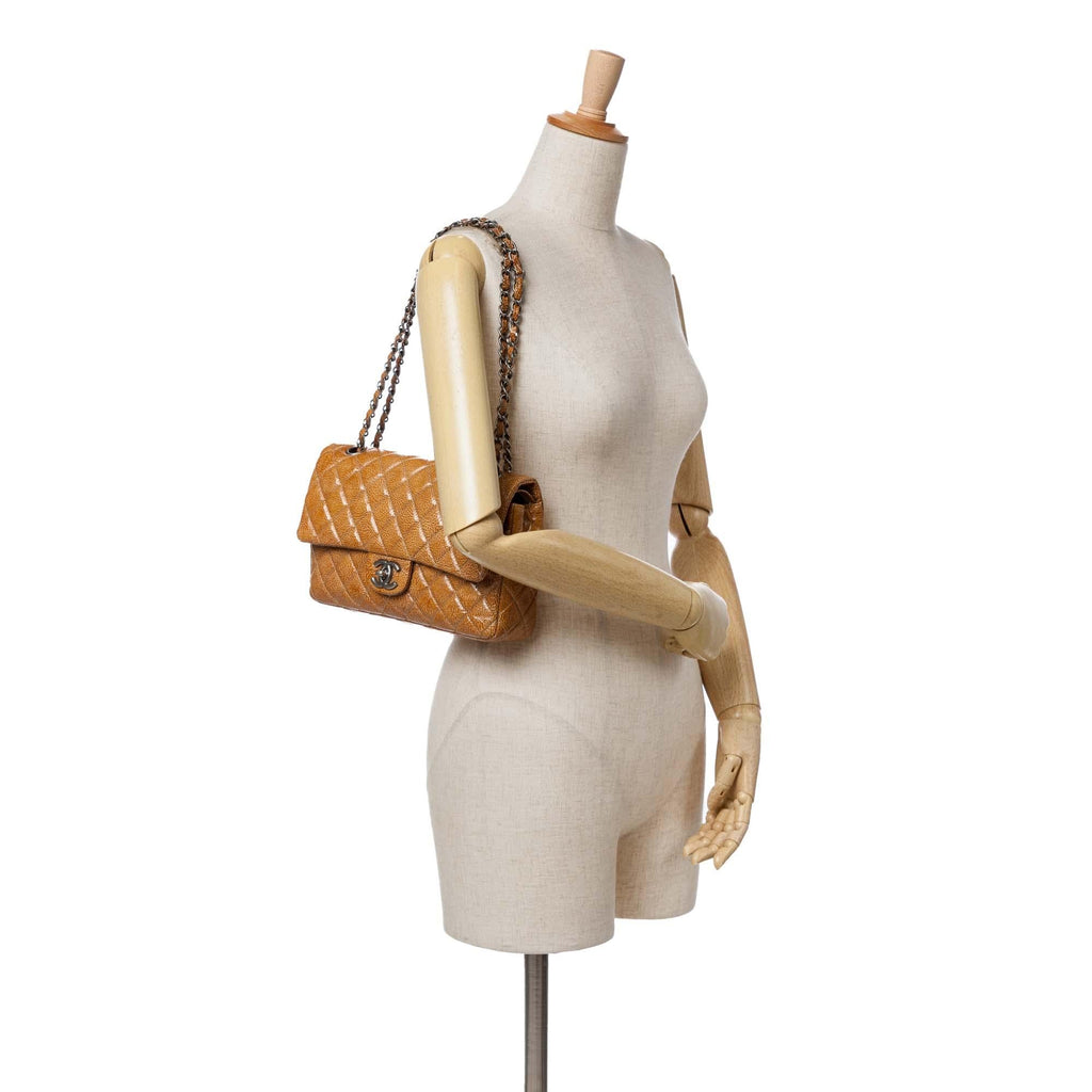 Chanel Medium Classic Crinkled Patent Double Flap