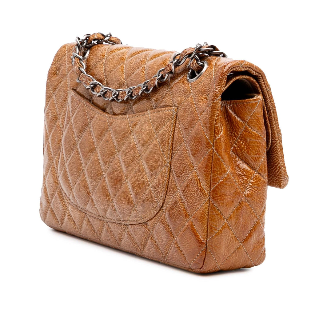 Chanel Medium Classic Crinkled Patent Double Flap