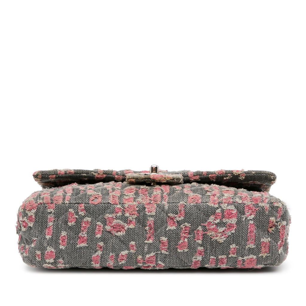 Chanel Medium Classic Distressed Denim Double Flap