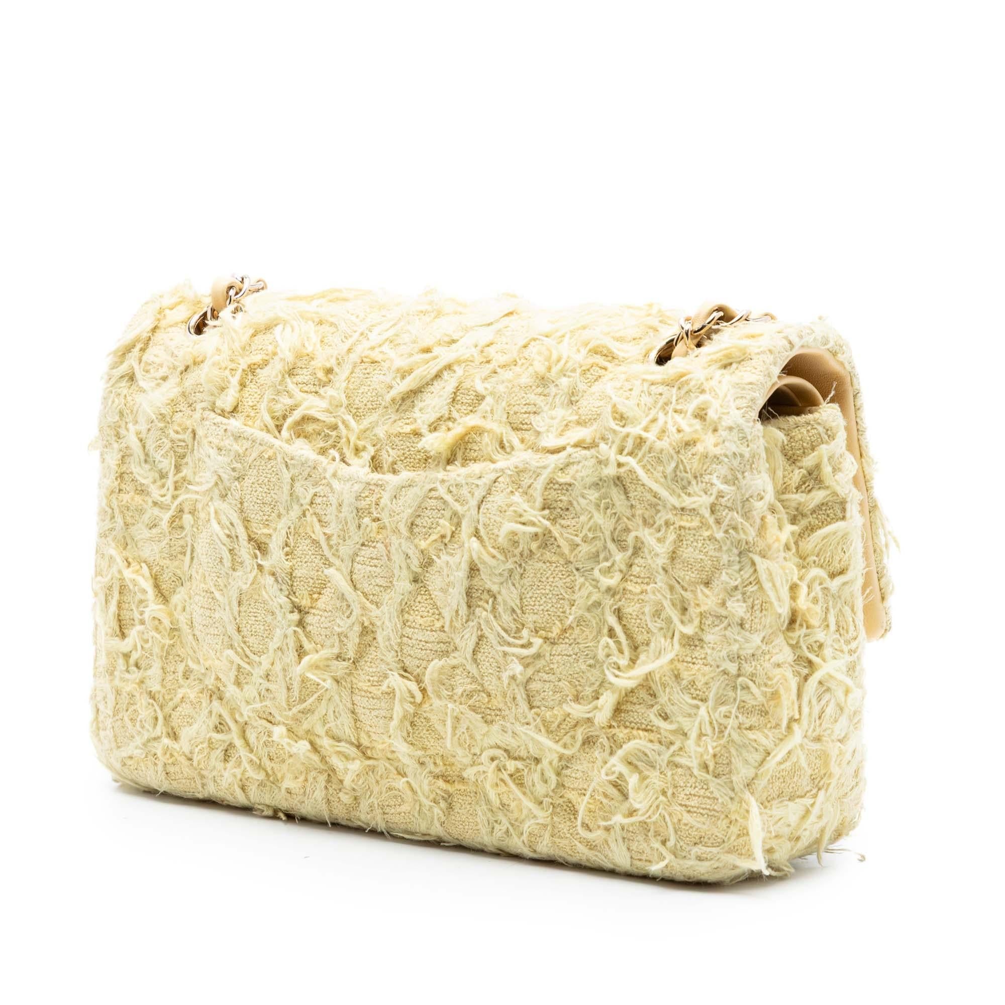 Chanel Medium Classic Fringed Tweed Double Flap