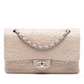 Chanel Medium Classic Lambskin Camellia Stitched Double Flap