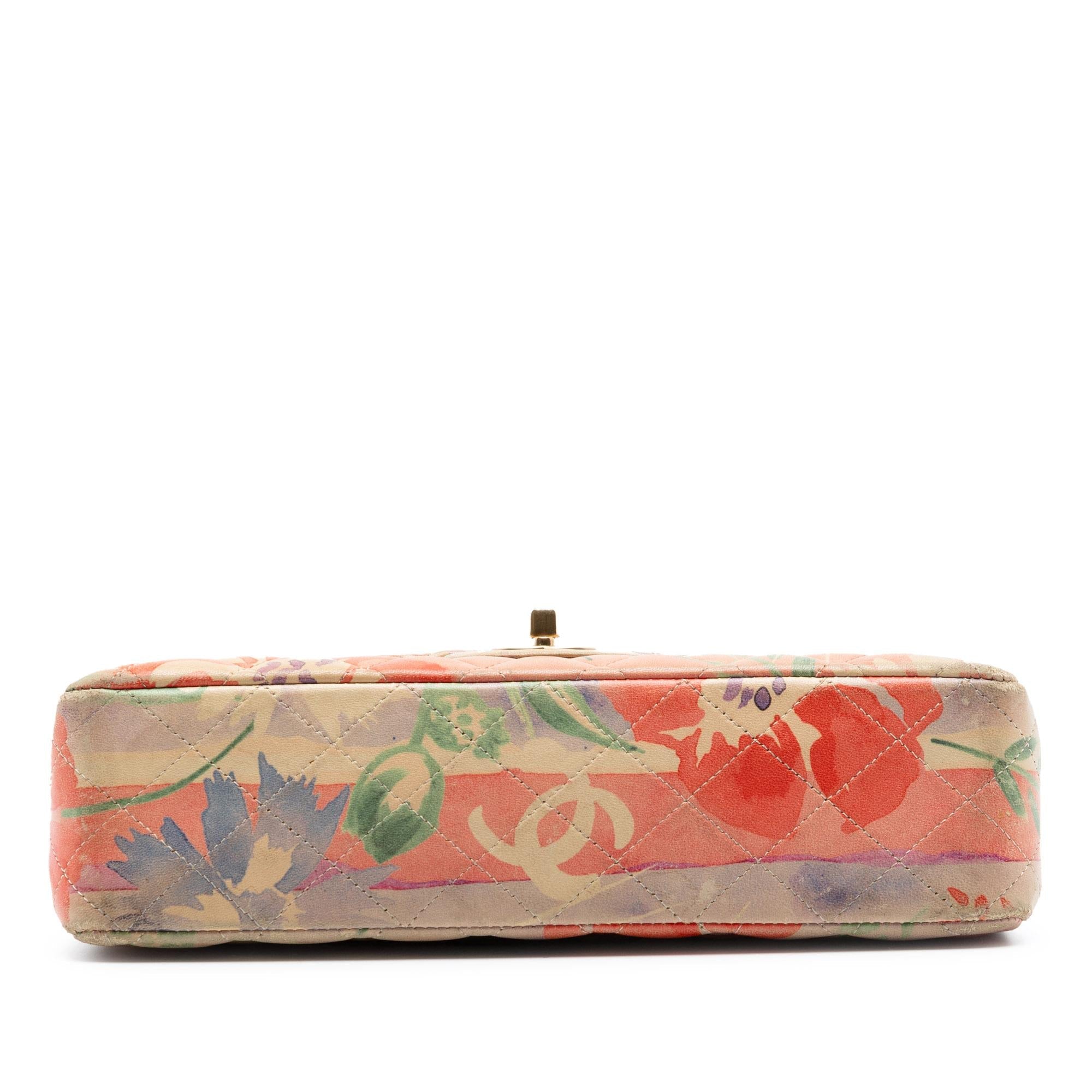 Chanel Medium Classic Lambskin Floral Double Flap