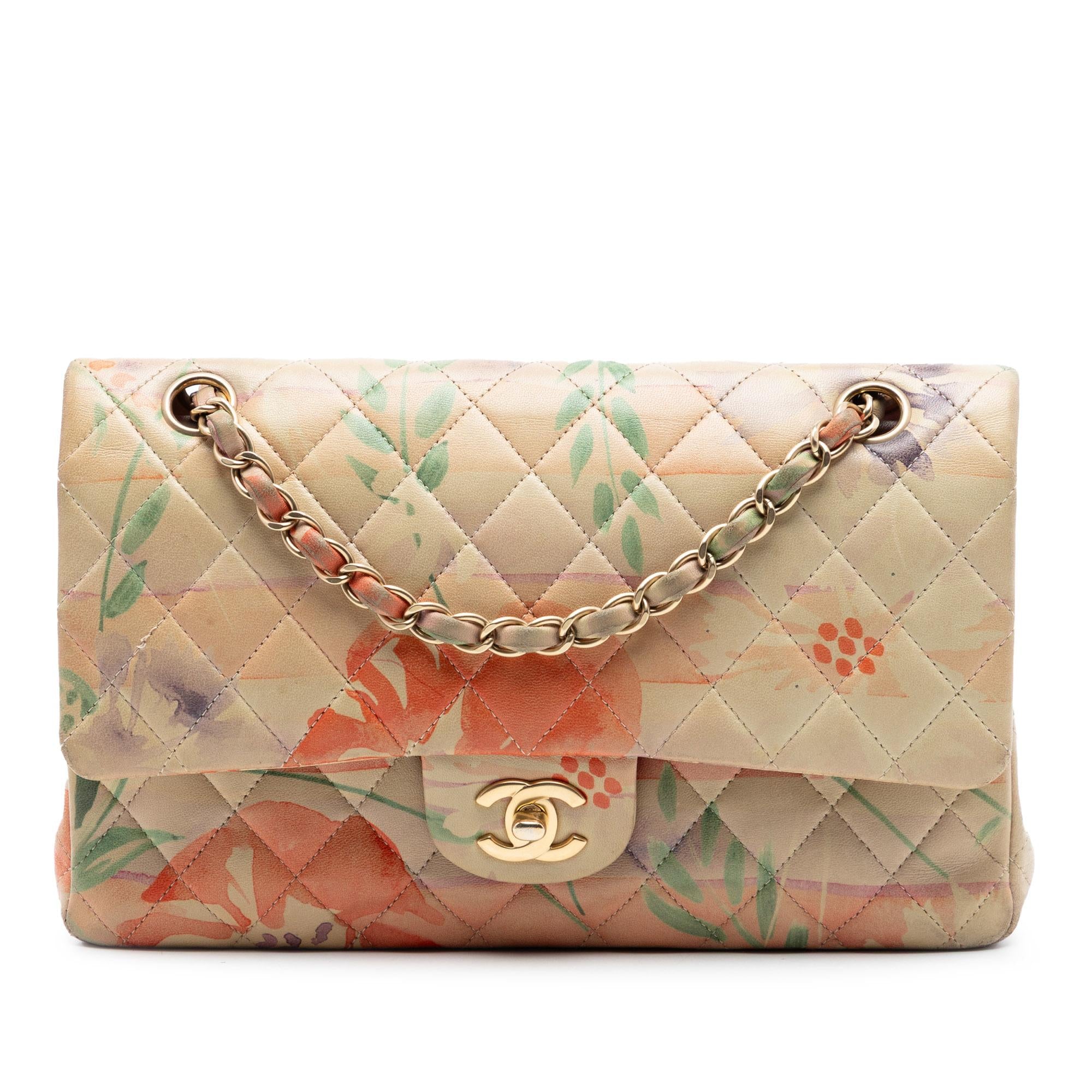 Chanel Medium Classic Lambskin Floral Double Flap