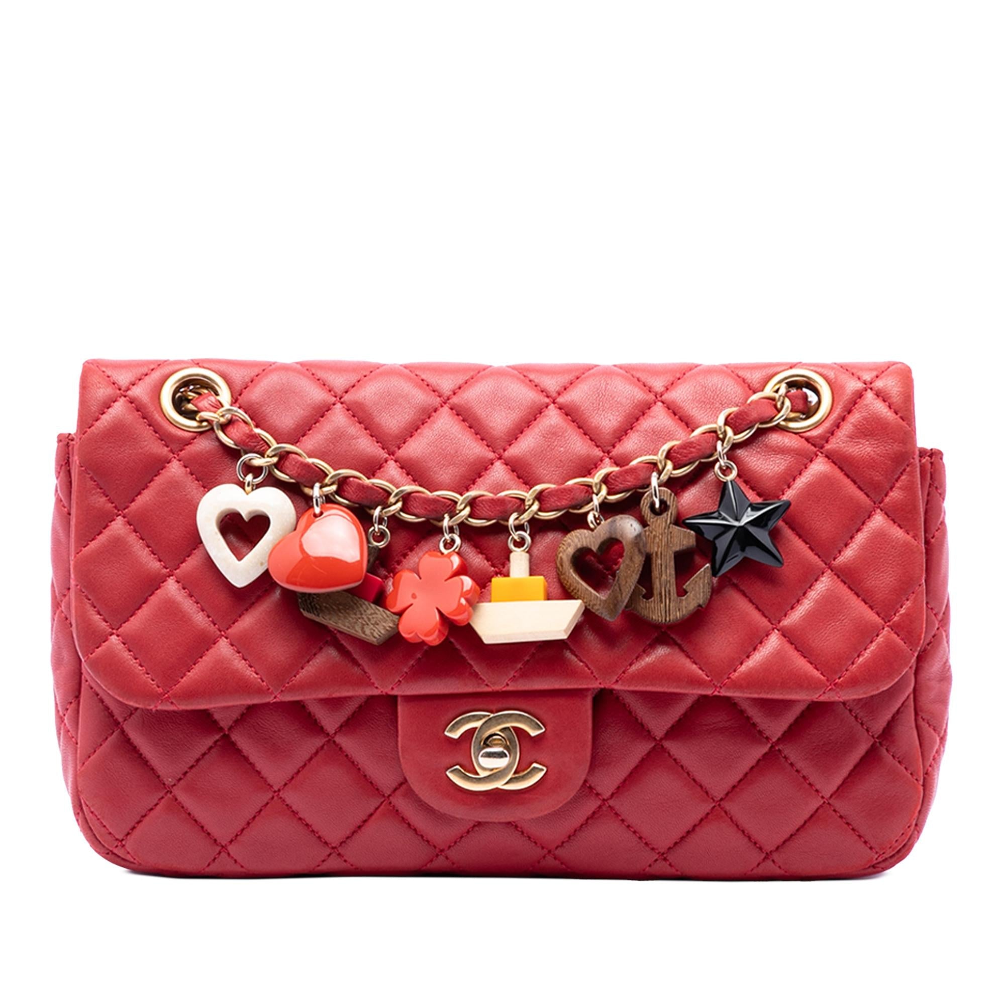 Chanel Medium Classic Lambskin Marine Charms Single Flap
