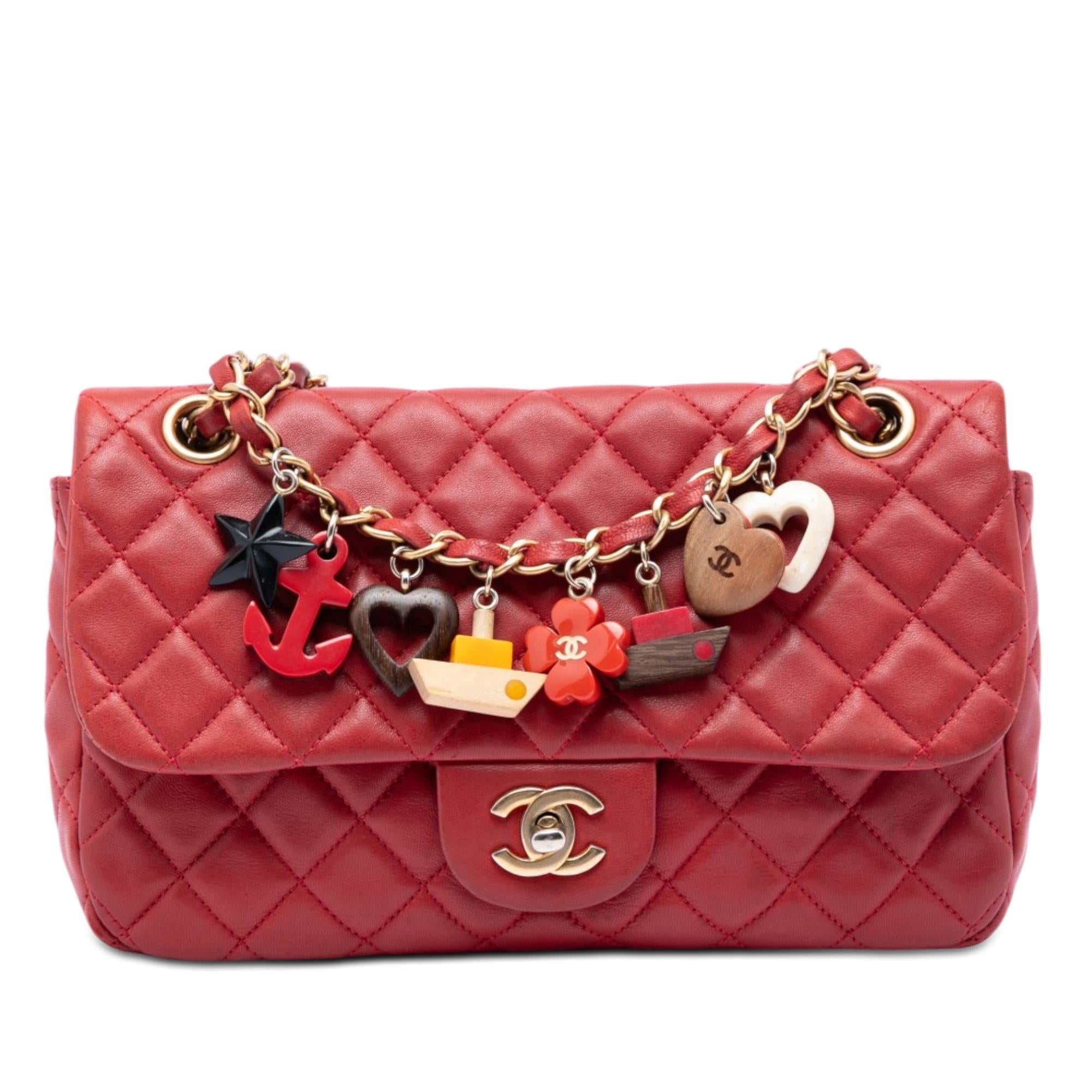 Chanel Medium Classic Lambskin Marine Charms Single Flap