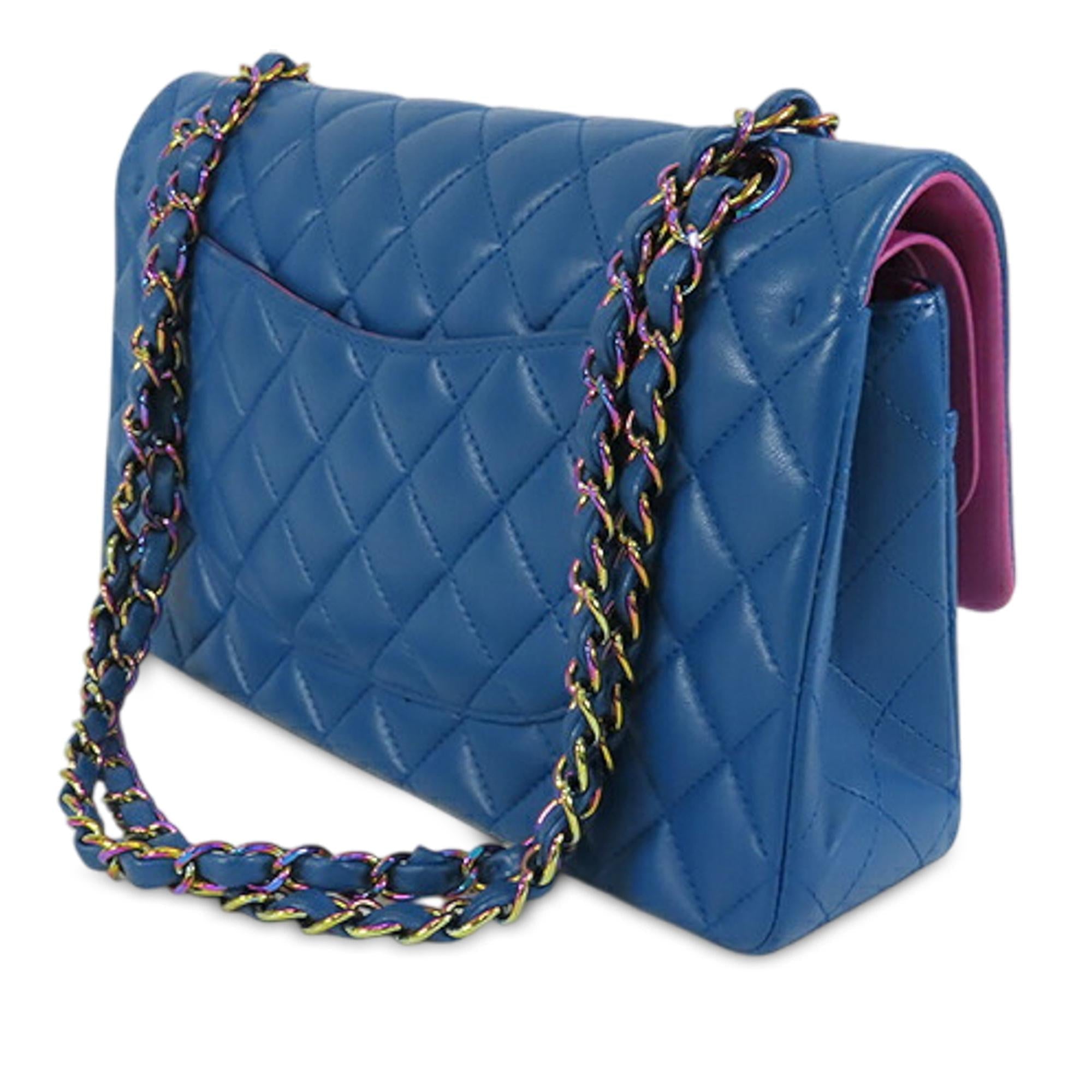 Chanel Medium Classic Lambskin Rainbow Hardware Double Flap