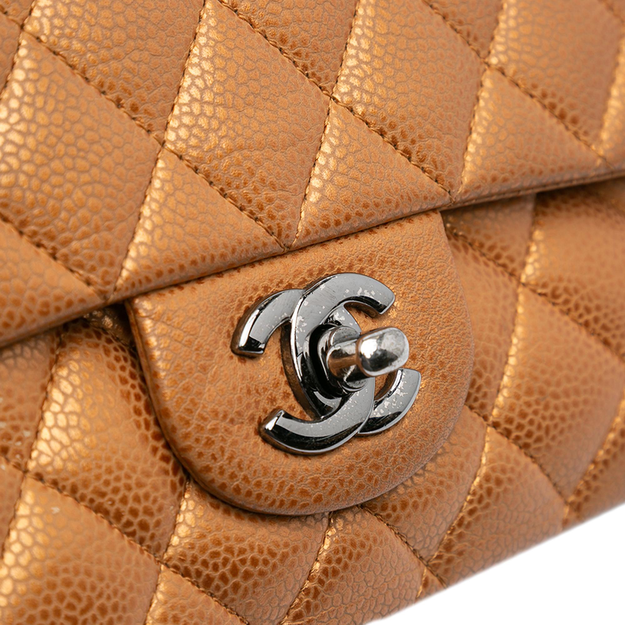 Chanel Medium Classic Metallic Caviar Double Flap