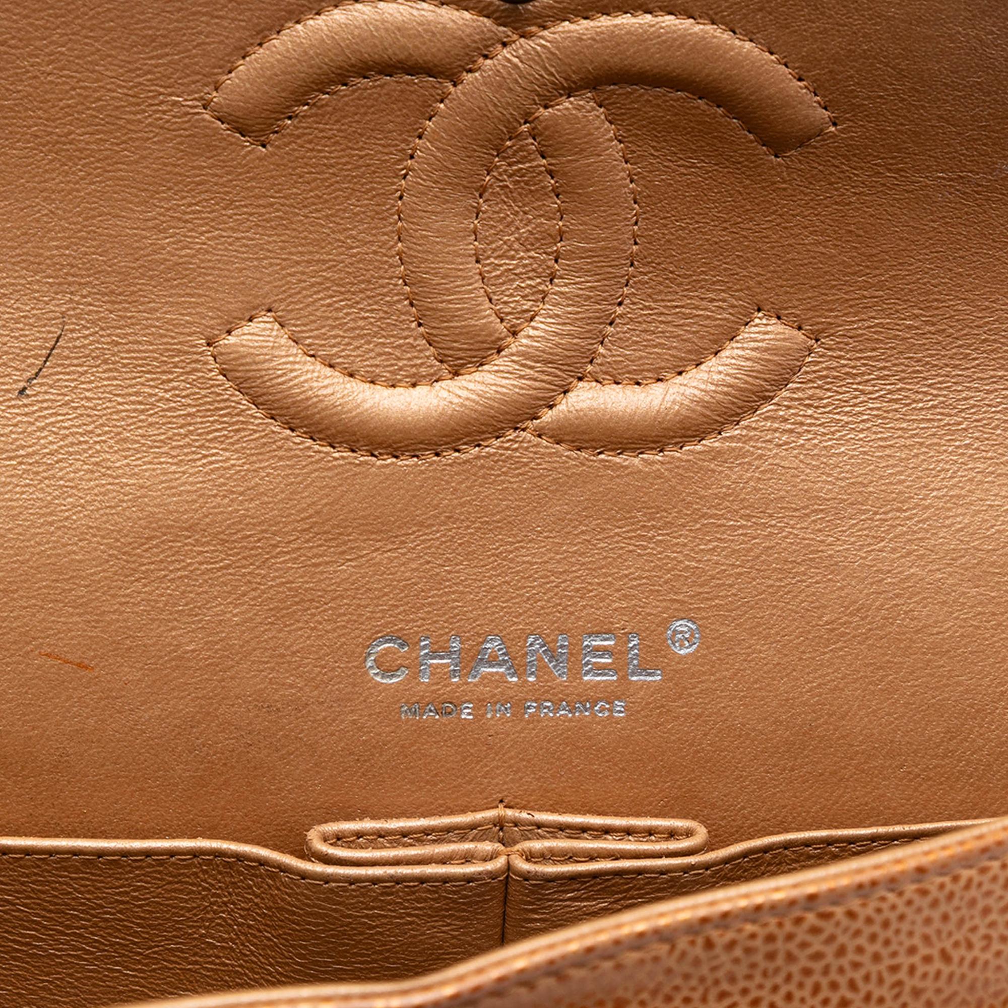 Chanel Medium Classic Metallic Caviar Double Flap
