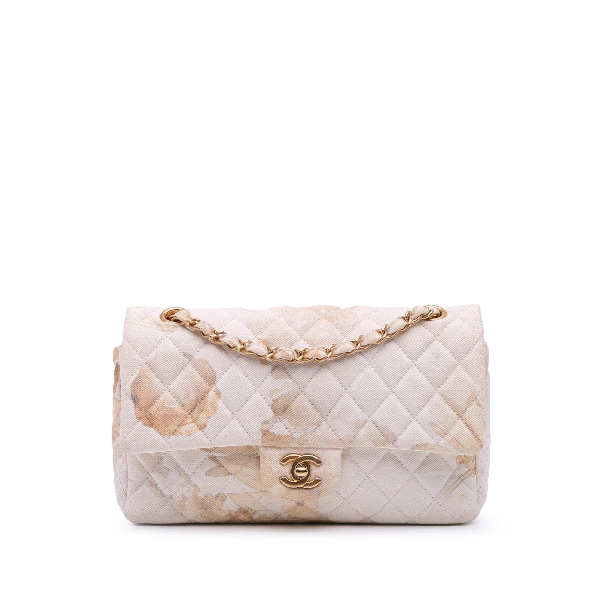 Chanel Medium Classic Printed Denim Floral Double Flap