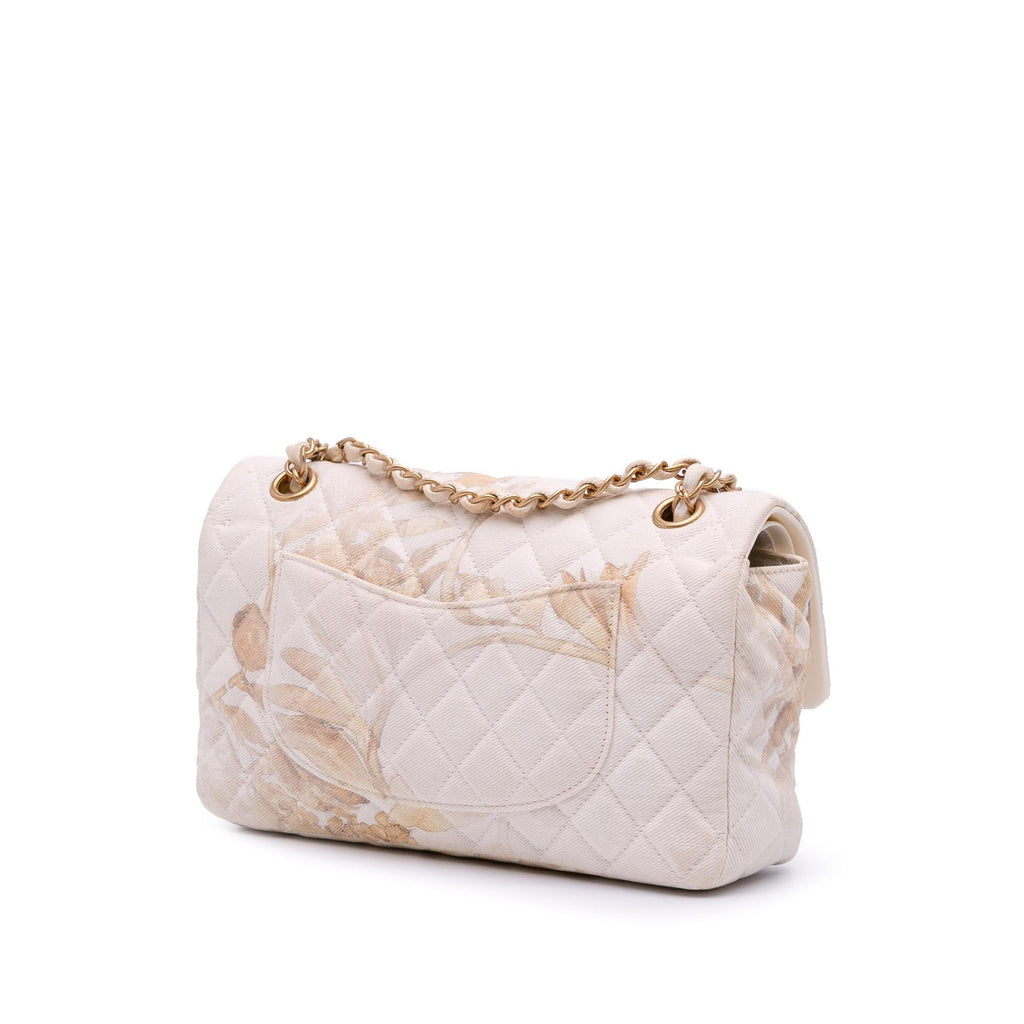 Chanel Medium Classic Printed Denim Floral Double Flap