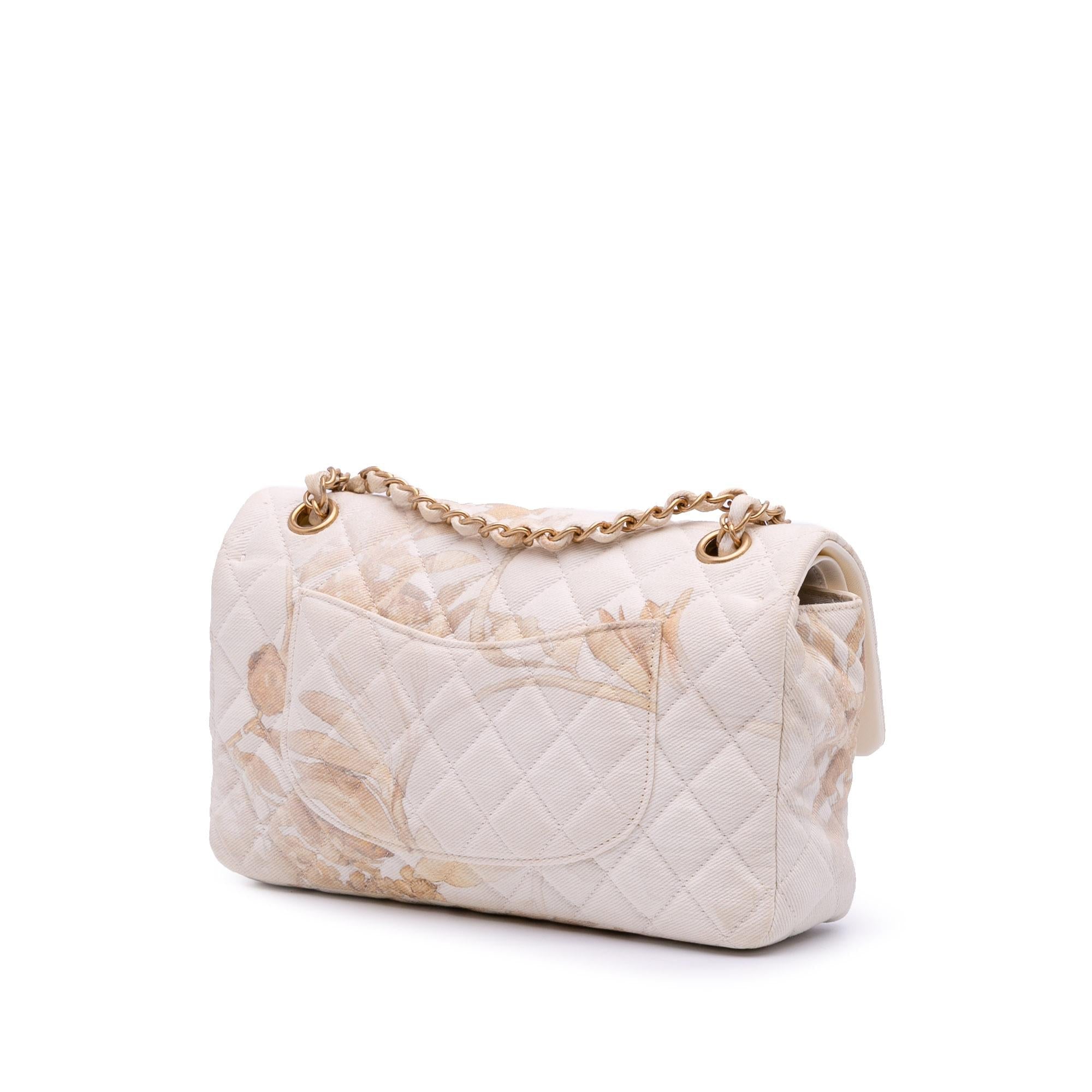 Chanel Medium Classic Printed Denim Floral Double Flap