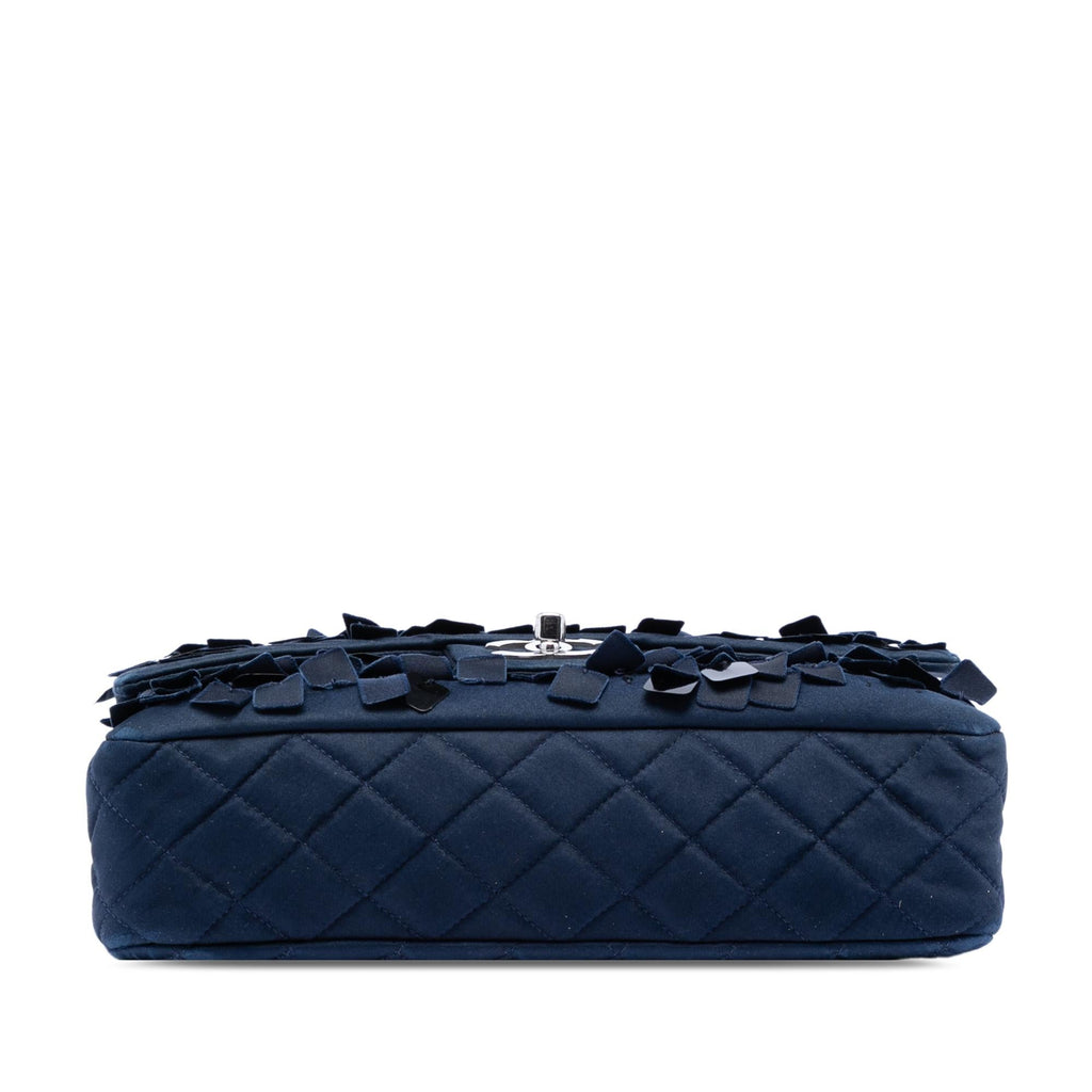 Chanel Medium Classic Satin Paillette Embellished Double Flap