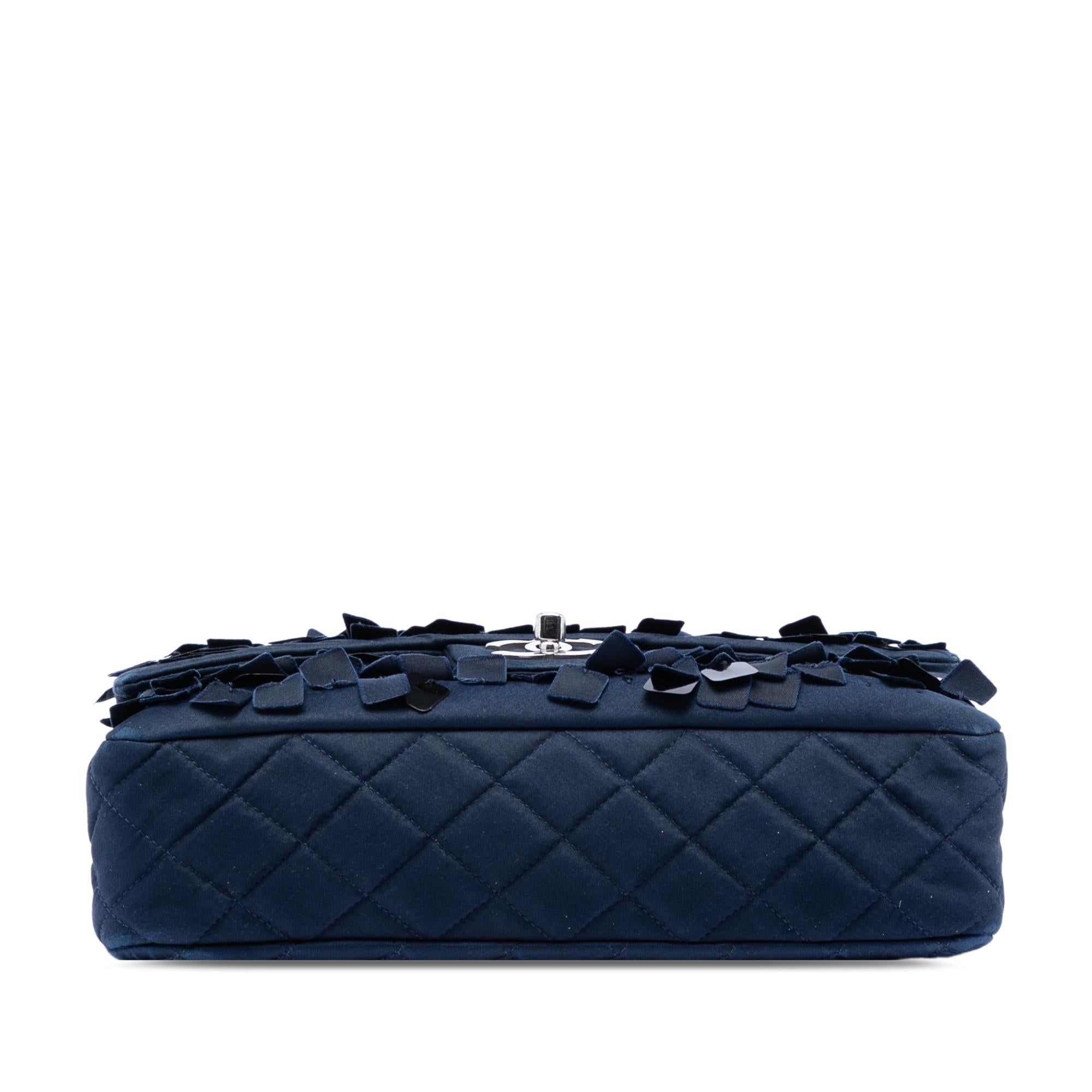 Chanel Medium Classic Satin Paillette Embellished Double Flap