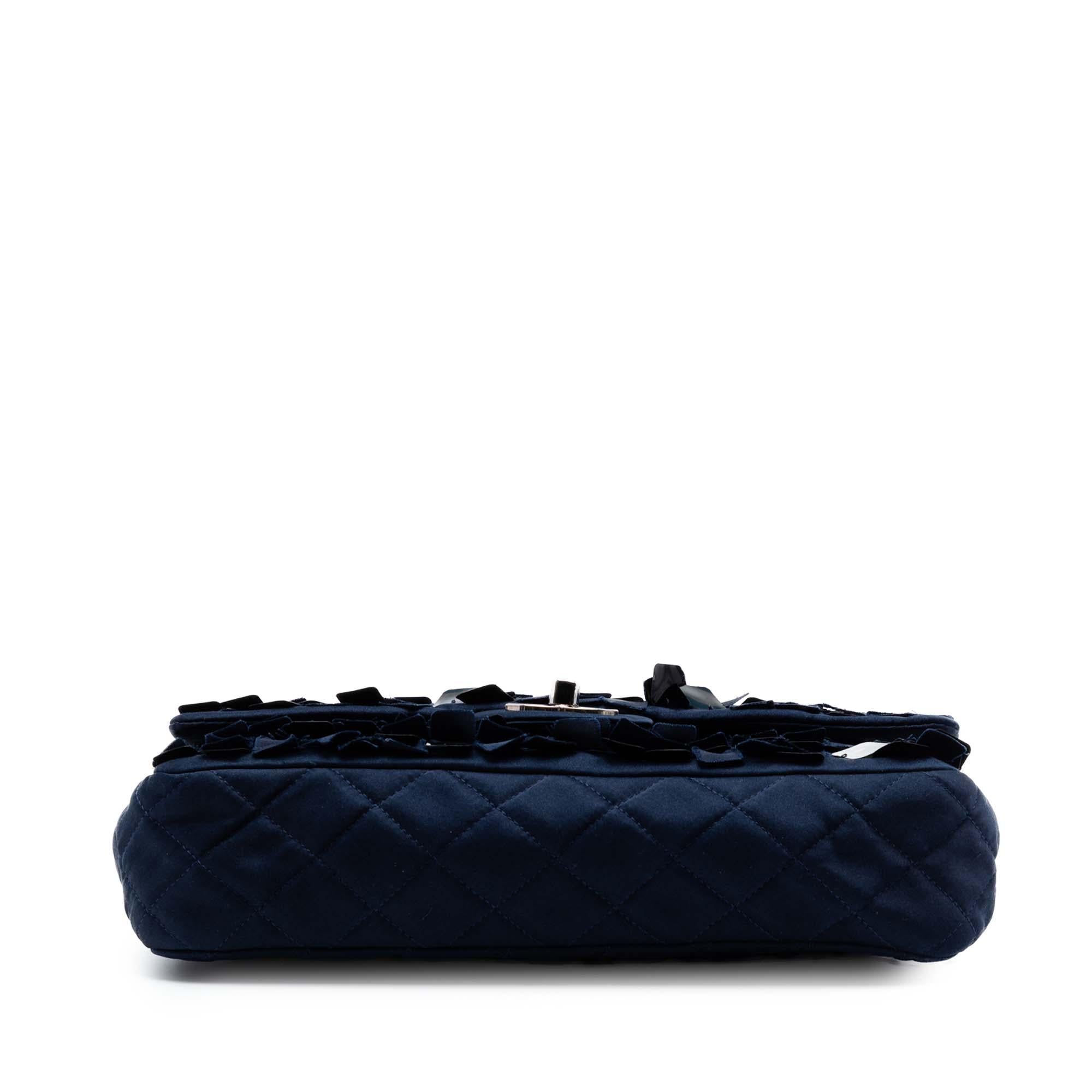Chanel Medium Classic Satin Paillette Embellished Double Flap