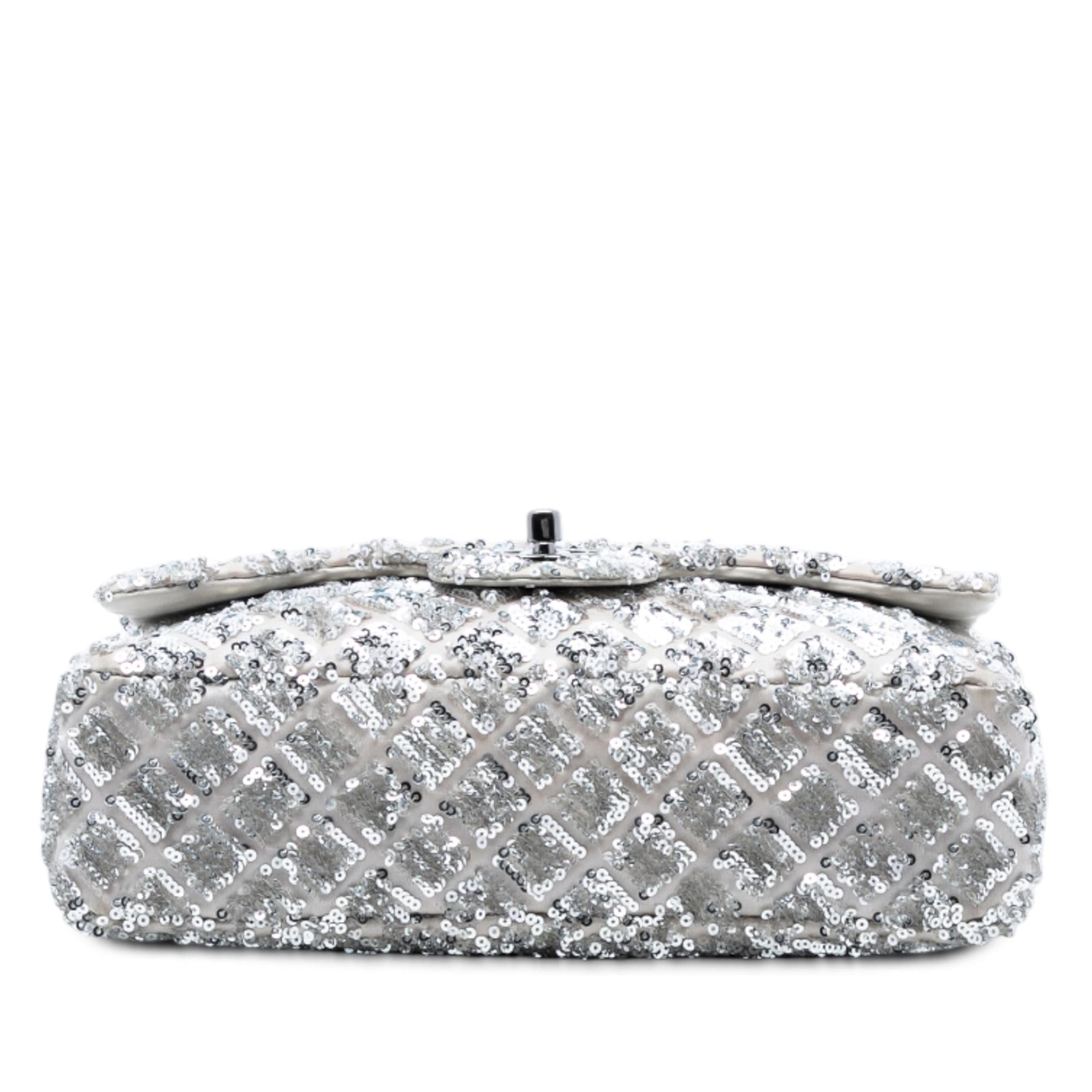 Chanel Medium Classic Satin and Sequin Single Flap
