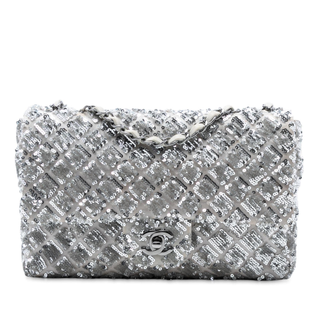 Chanel Medium Classic Satin and Sequin Single Flap