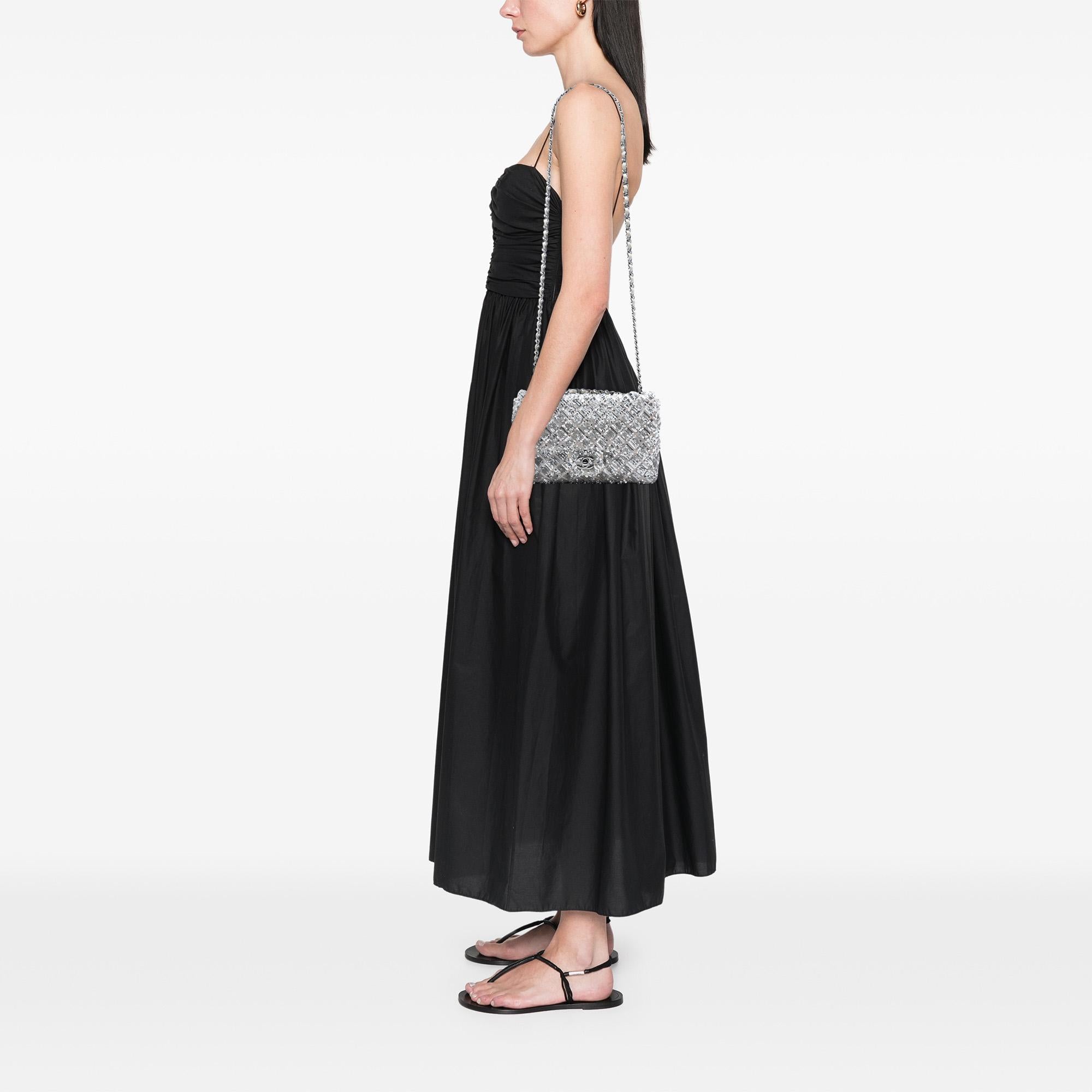 Chanel Medium Classic Satin and Sequin Single Flap