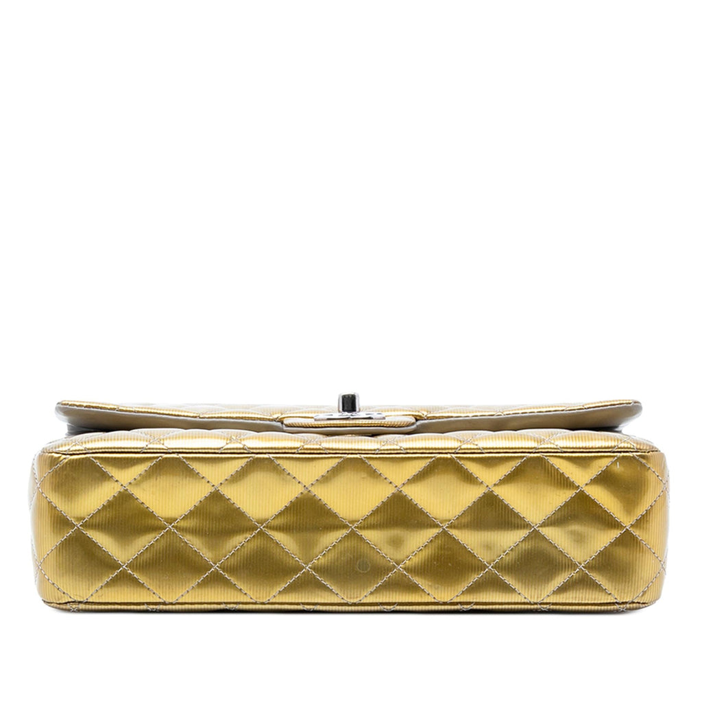 Chanel Medium Classic Striated Patent Double Flap