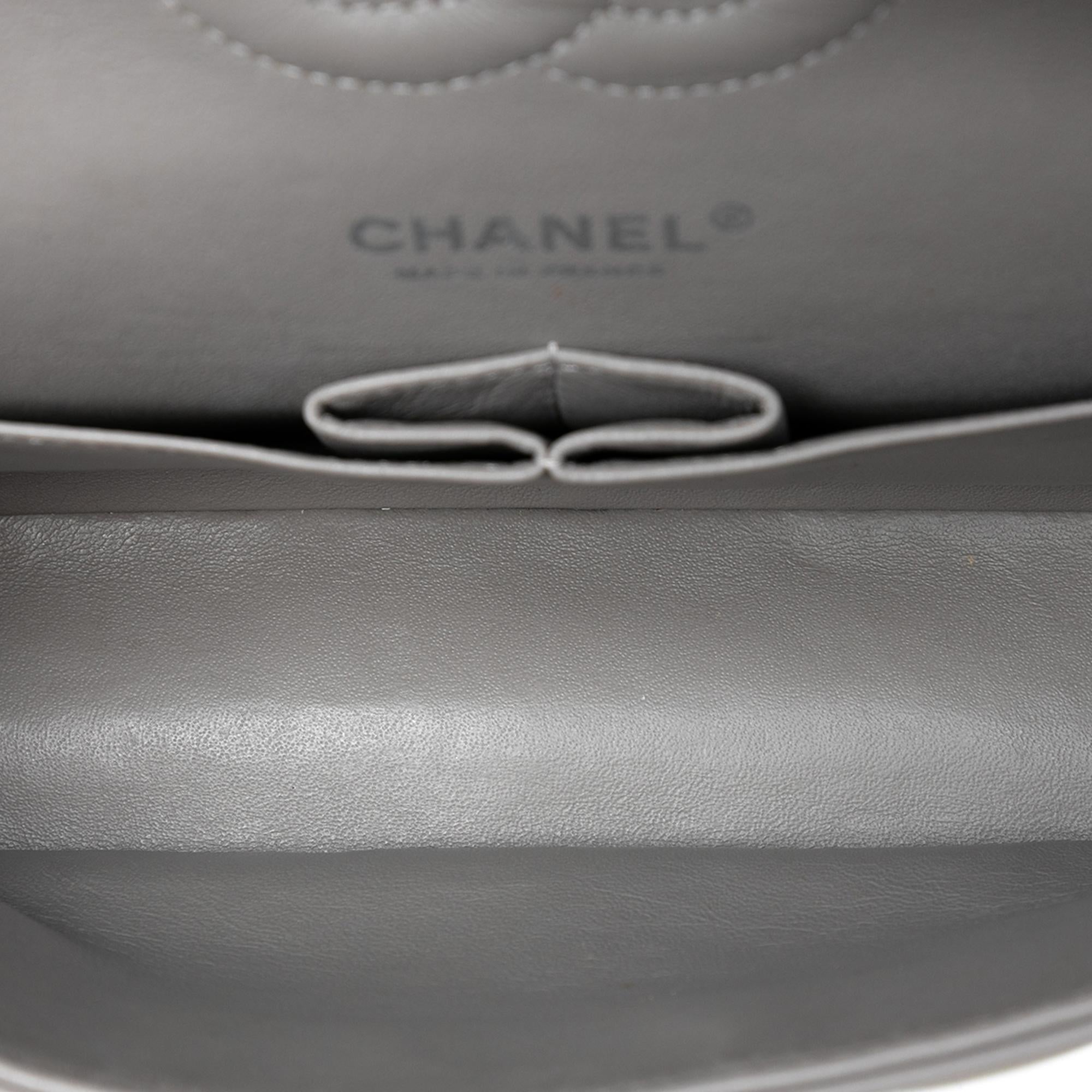 Chanel Medium Classic Striated Patent Double Flap