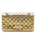 Chanel Medium Classic Striated Patent Double Flap
