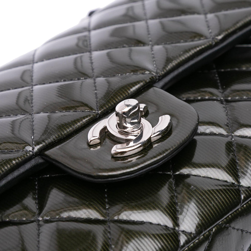 Chanel Medium Classic Striped Patent Double Flap