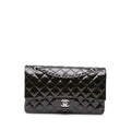 Chanel Medium Classic Striped Patent Double Flap