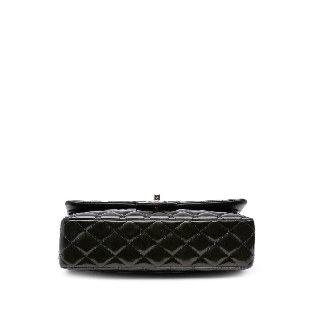 Chanel Medium Classic Striped Patent Double Flap