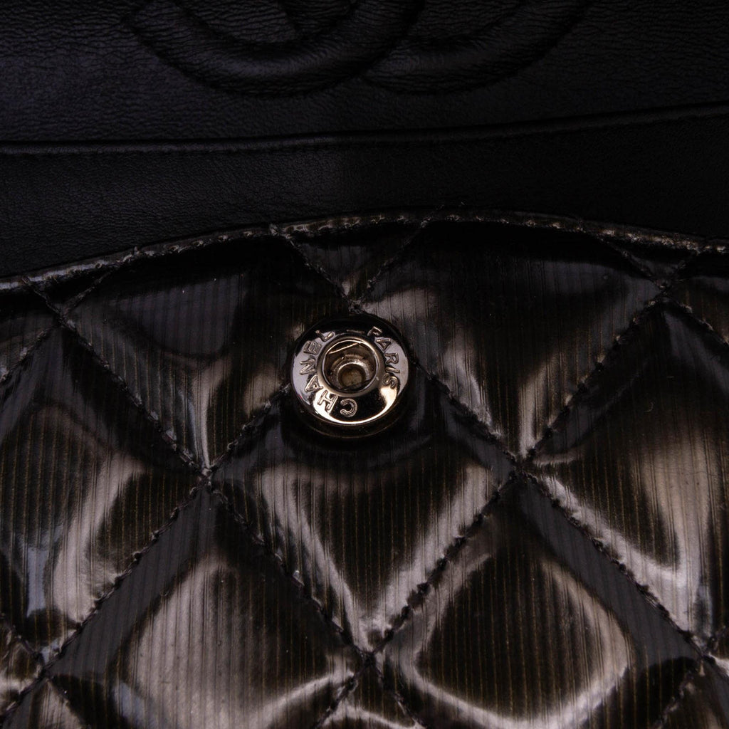 Chanel Medium Classic Striped Patent Double Flap