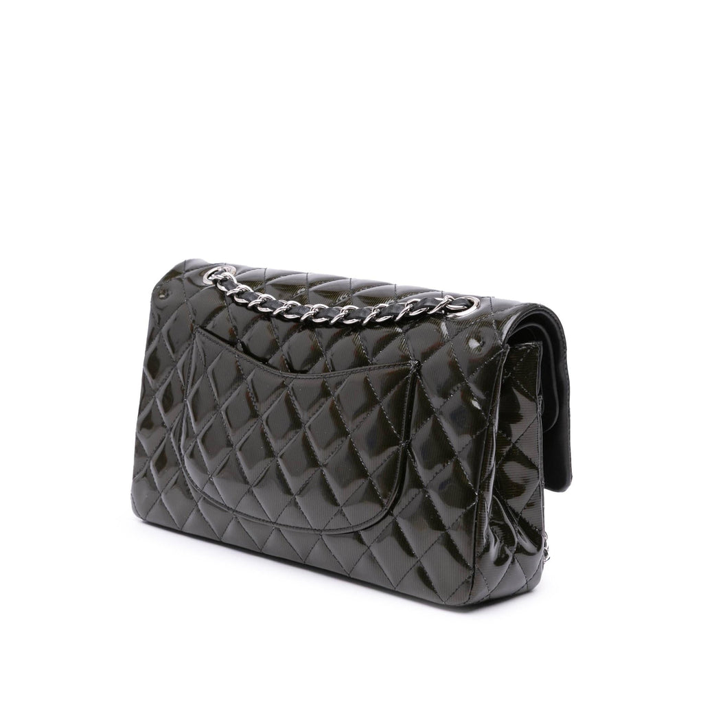Chanel Medium Classic Striped Patent Double Flap