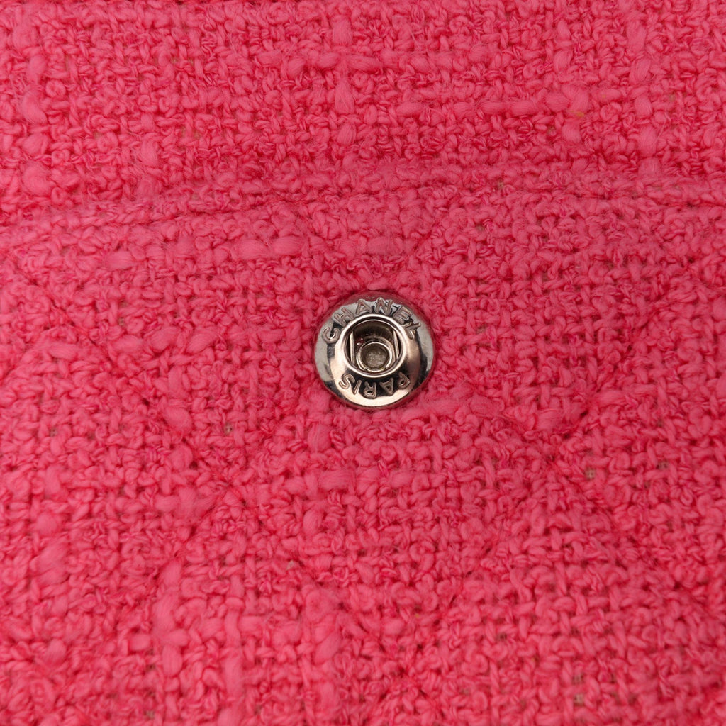 Chanel Medium Classic Tweed Beaded Flower Double Flap