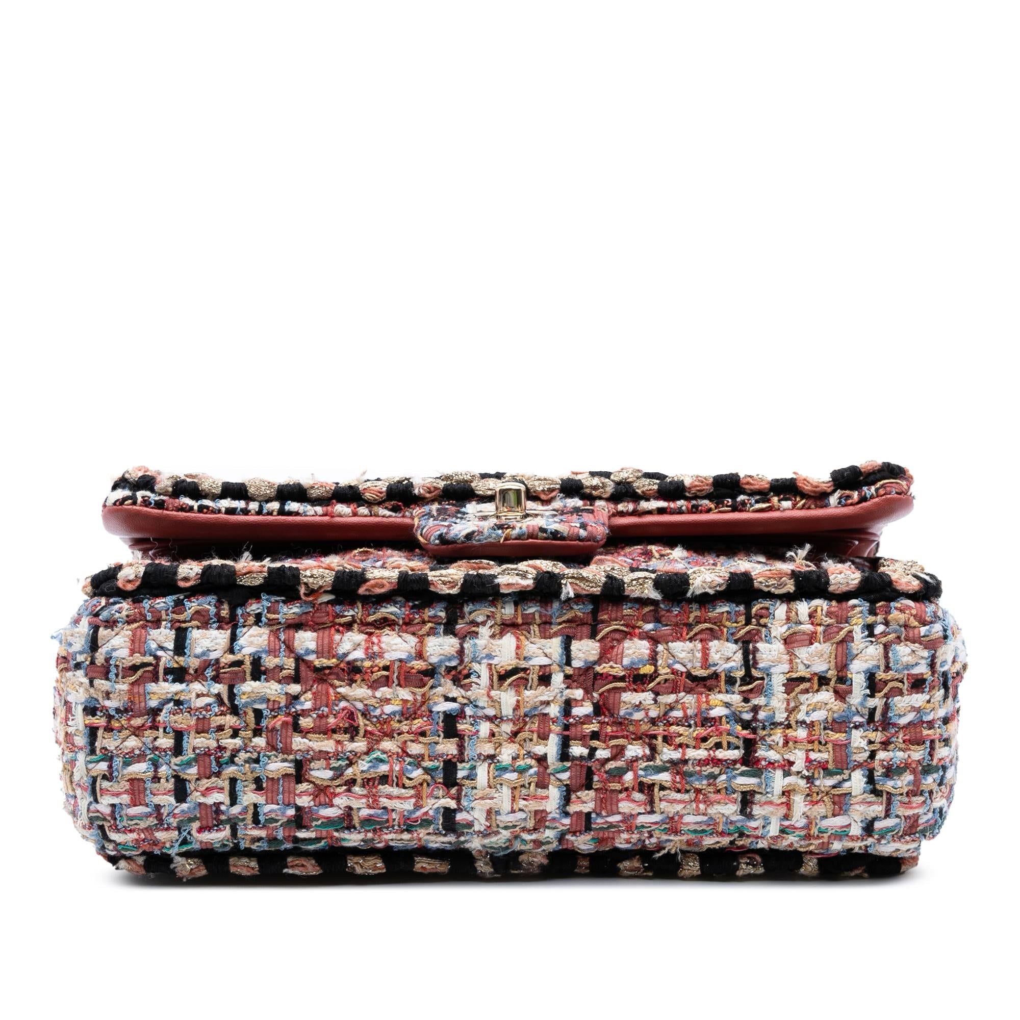 Chanel Medium Classic Tweed Braided Double Flap