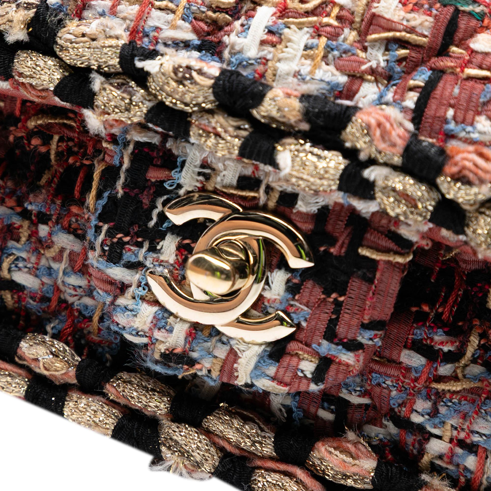 Chanel Medium Classic Tweed Braided Double Flap