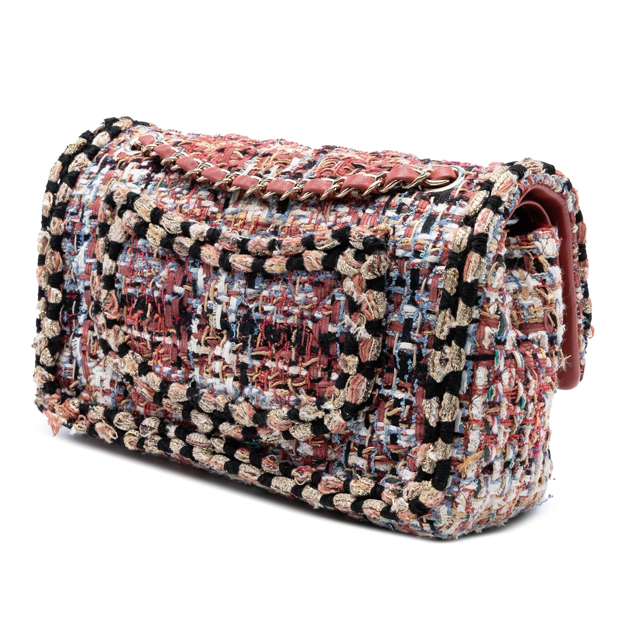 Chanel Medium Classic Tweed Braided Double Flap