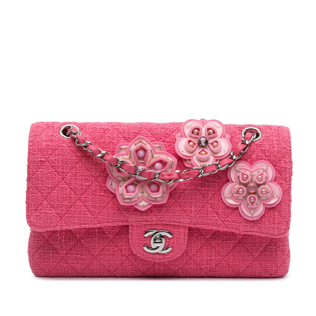 Chanel Medium Classic Tweed Flower Double Flap