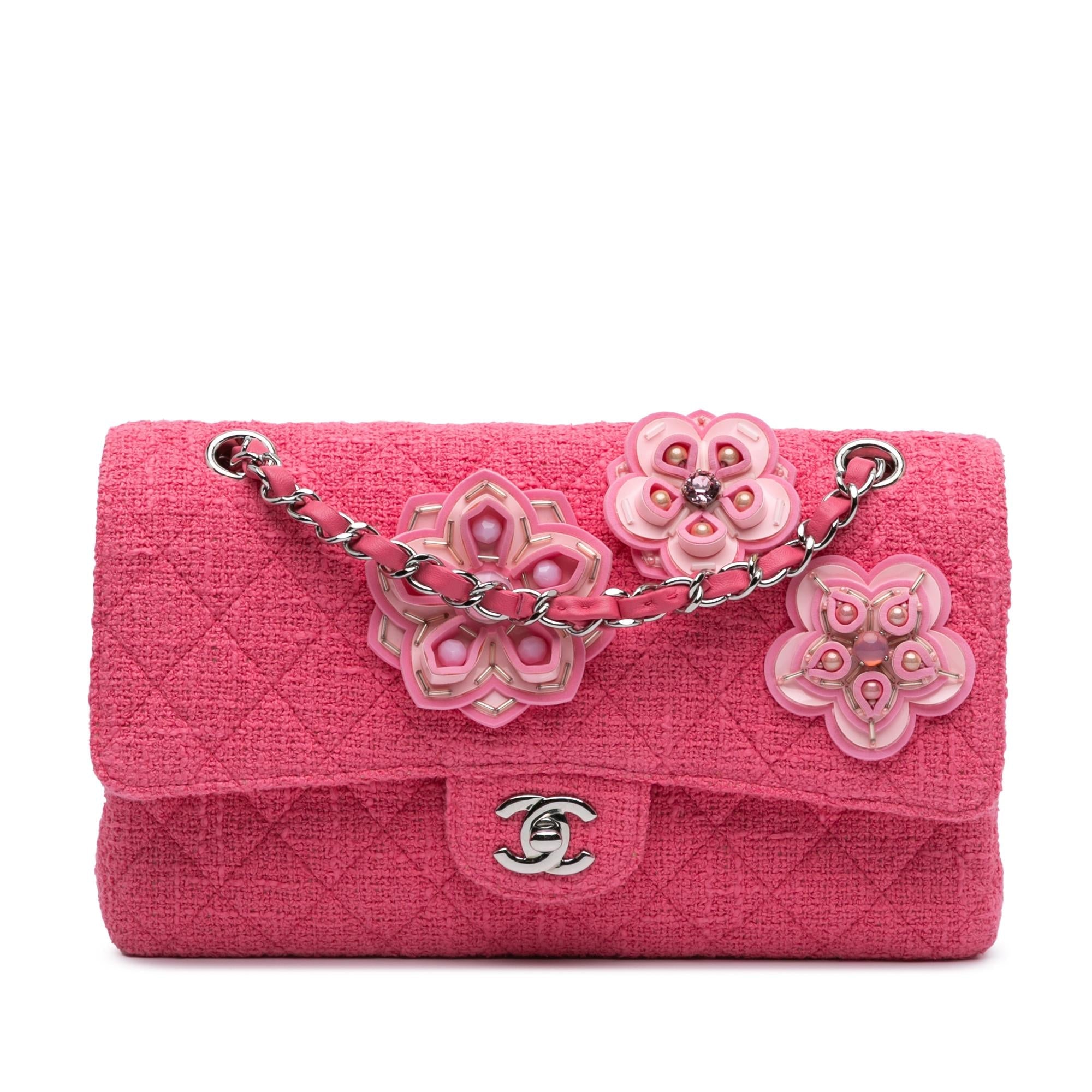 Chanel Medium Classic Tweed Flower Double Flap
