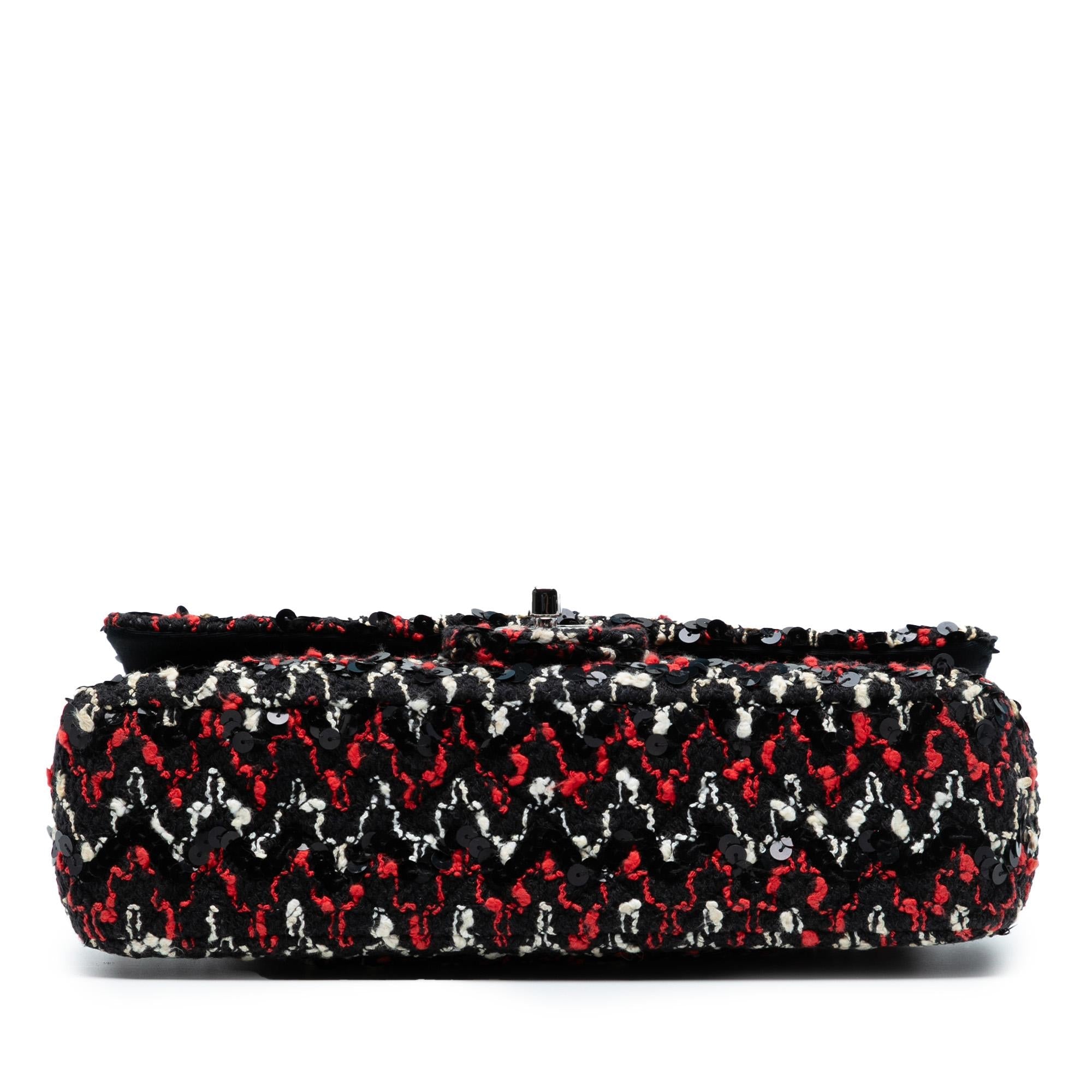 Chanel Medium Classic Tweed Sequins Double Flap