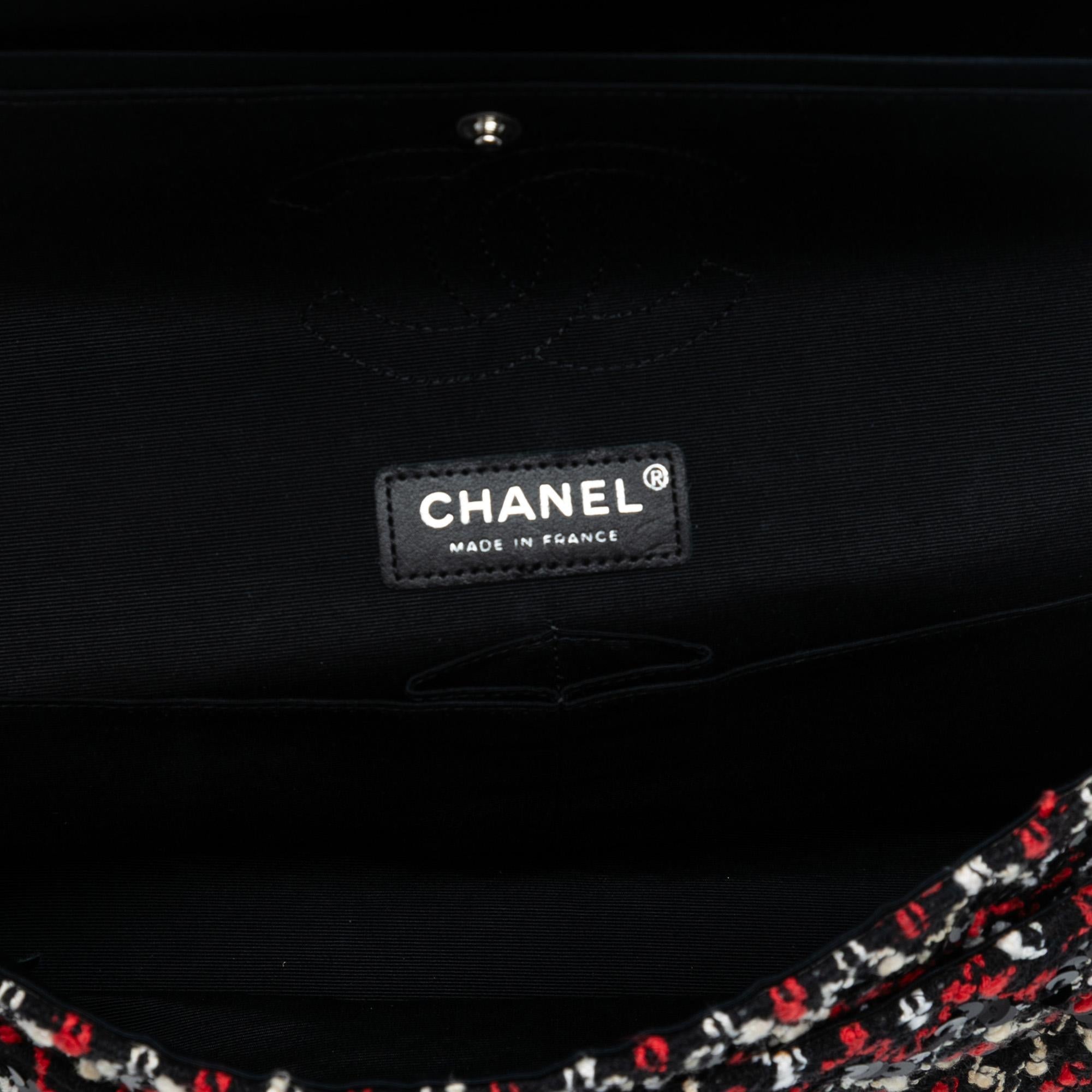 Chanel Medium Classic Tweed Sequins Double Flap