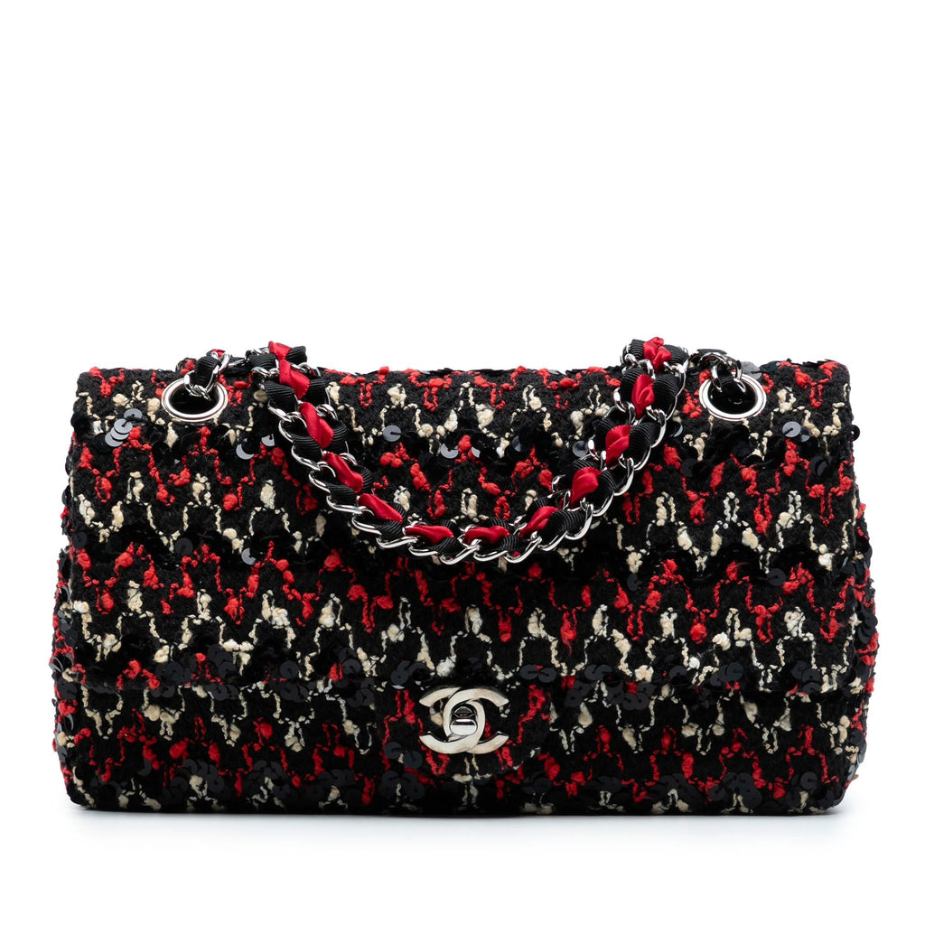 Chanel Medium Classic Tweed Sequins Double Flap