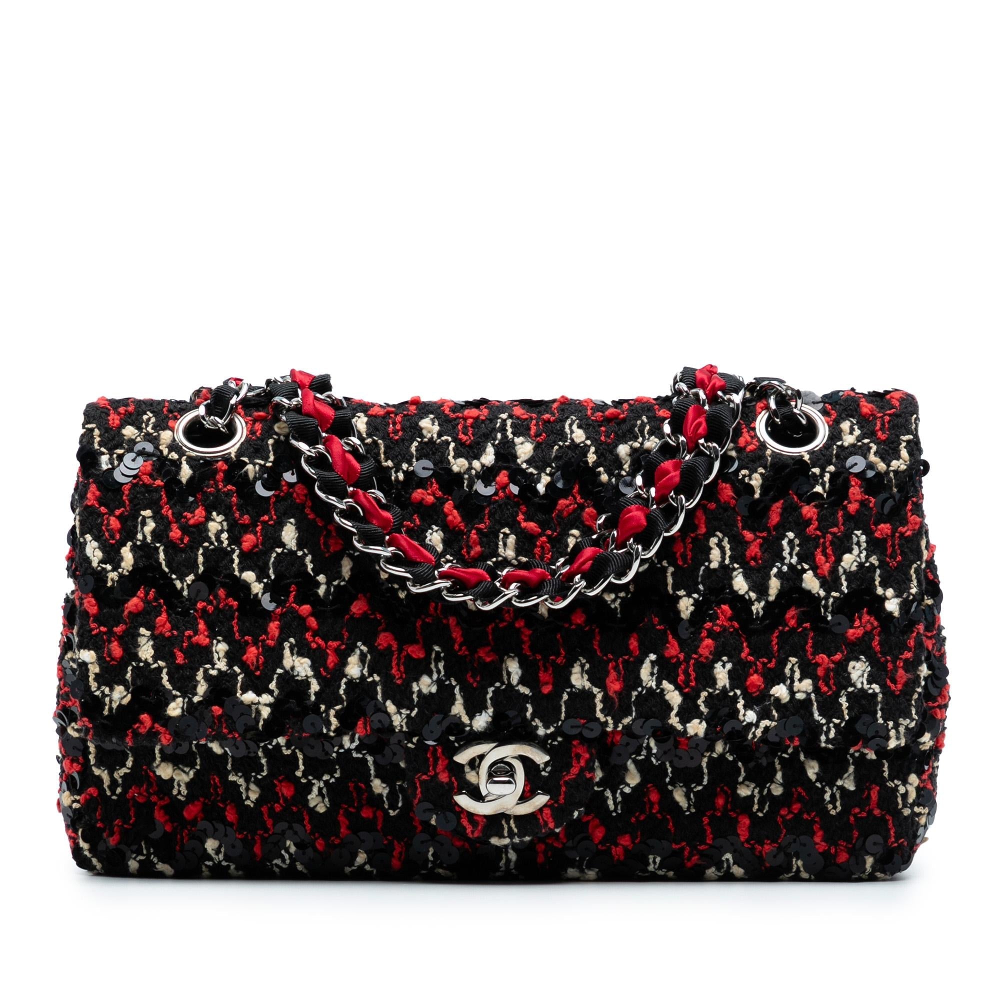 Chanel Medium Classic Tweed Sequins Double Flap