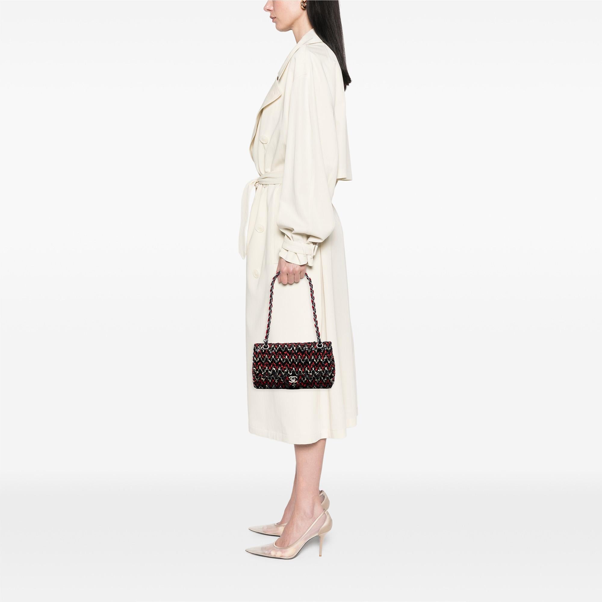 Chanel Medium Classic Tweed Sequins Double Flap