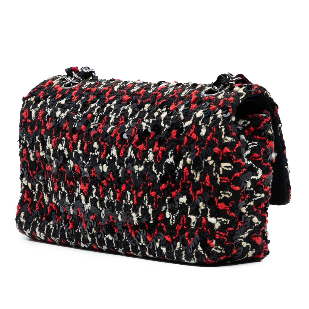 Chanel Medium Classic Tweed Sequins Double Flap