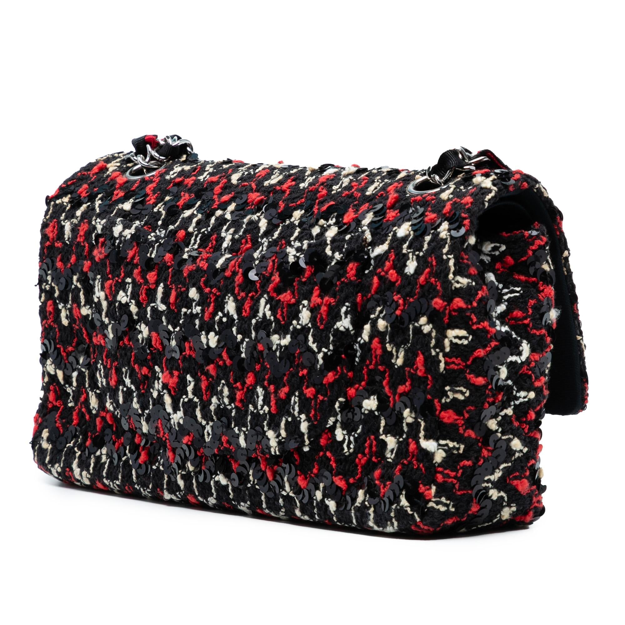 Chanel Medium Classic Tweed Sequins Double Flap